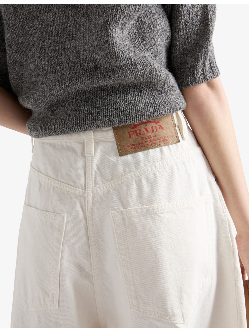 Triangle-Logo Palazzo High-Rise Denim Jeans - 6