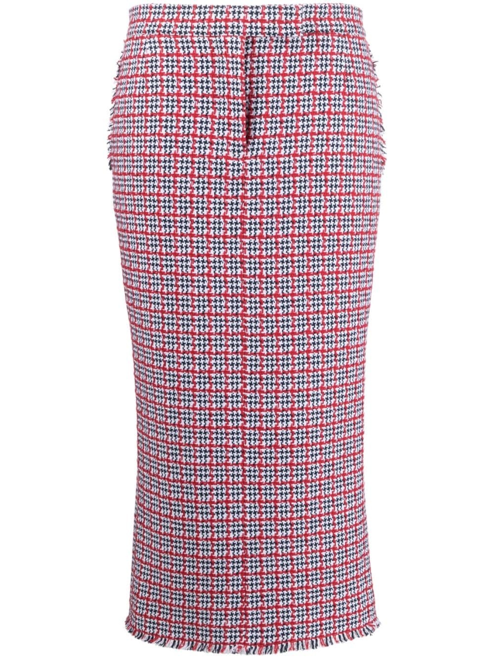 check-pattern tweed midi skirt - 1