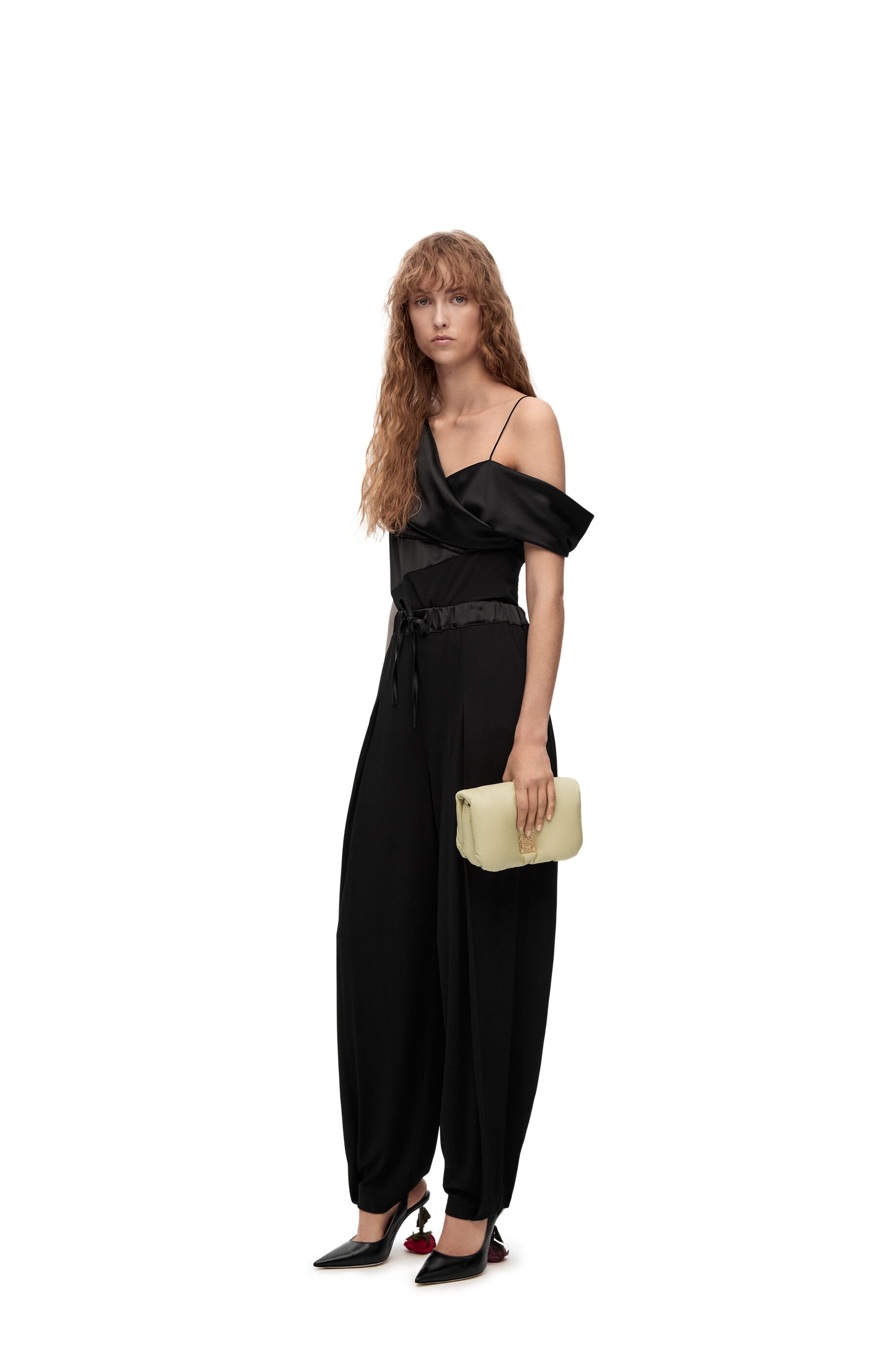 Draped top in satin and crepe jersey - 2