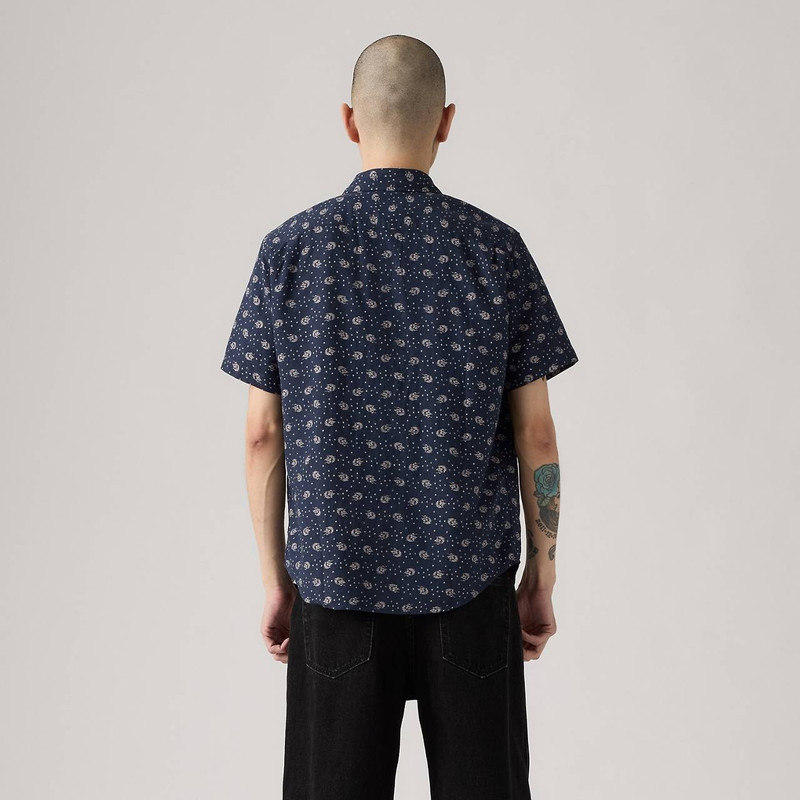 SHORT SLEEVE SUNSET COTTON LINEN ONE POCKET SHIRT 3