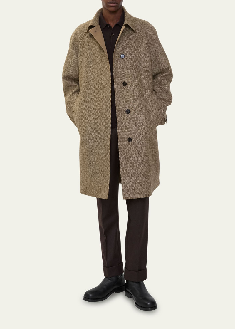 Burberry Men's Chevington Herringbone Wool Dual Burberry Car Coat outlook