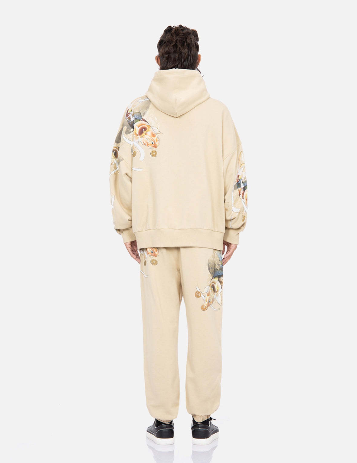 Tattoo Koi Print Hooded Sweatshirt - 6