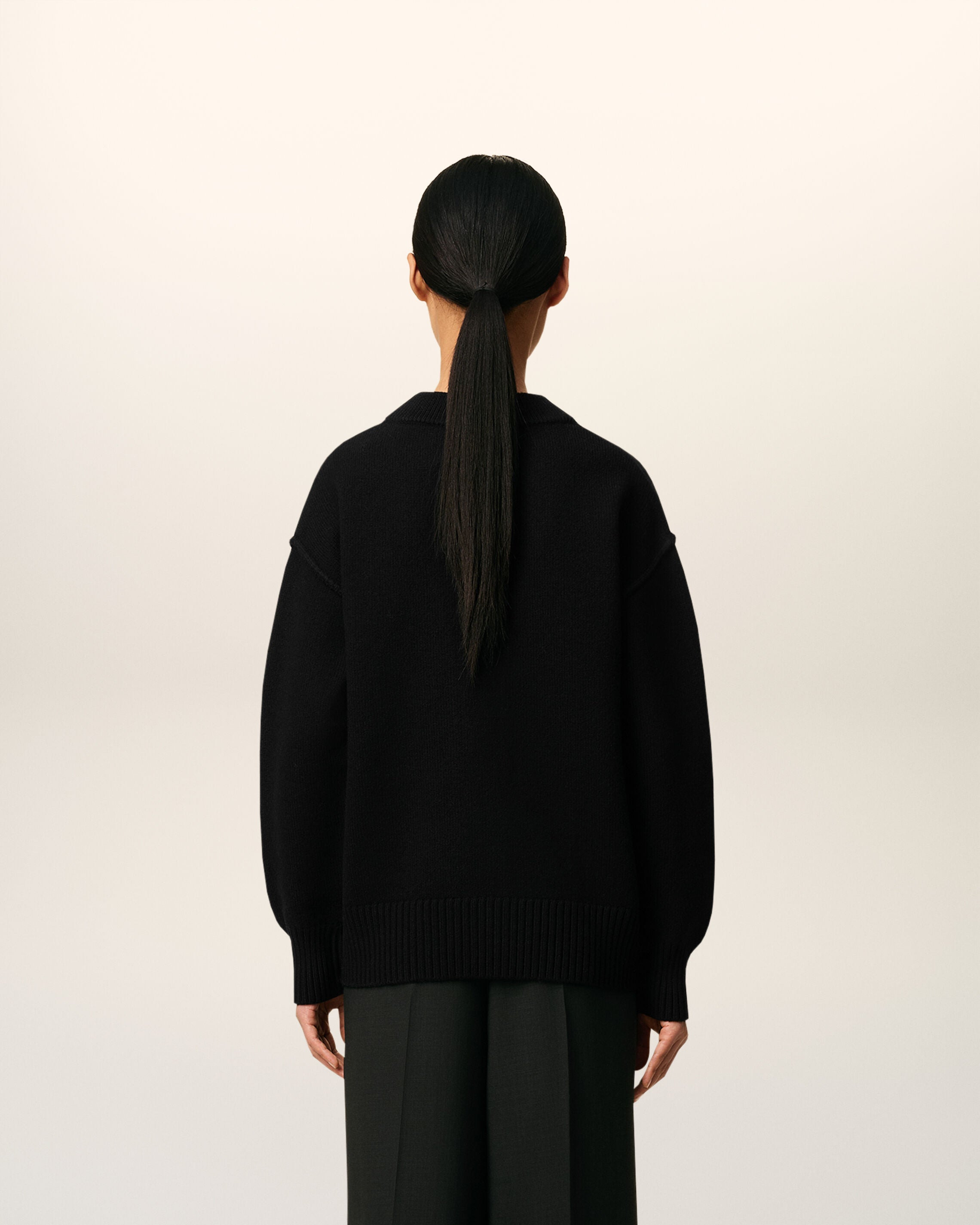 BLACK WOOL AMI DE COEUR CARDIGAN - 5