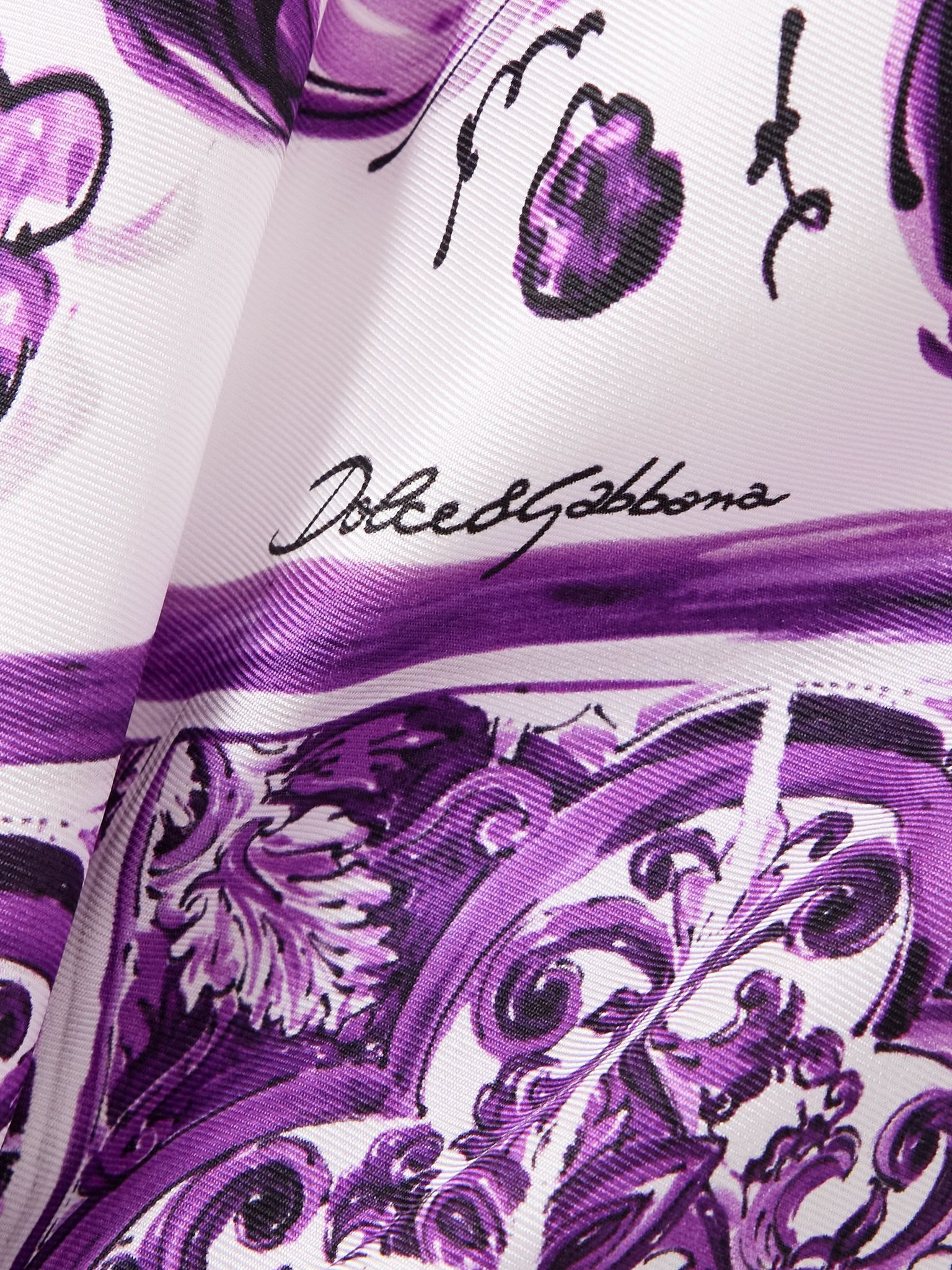 Cropped asymmetric printed silk-twill top Purple - 4