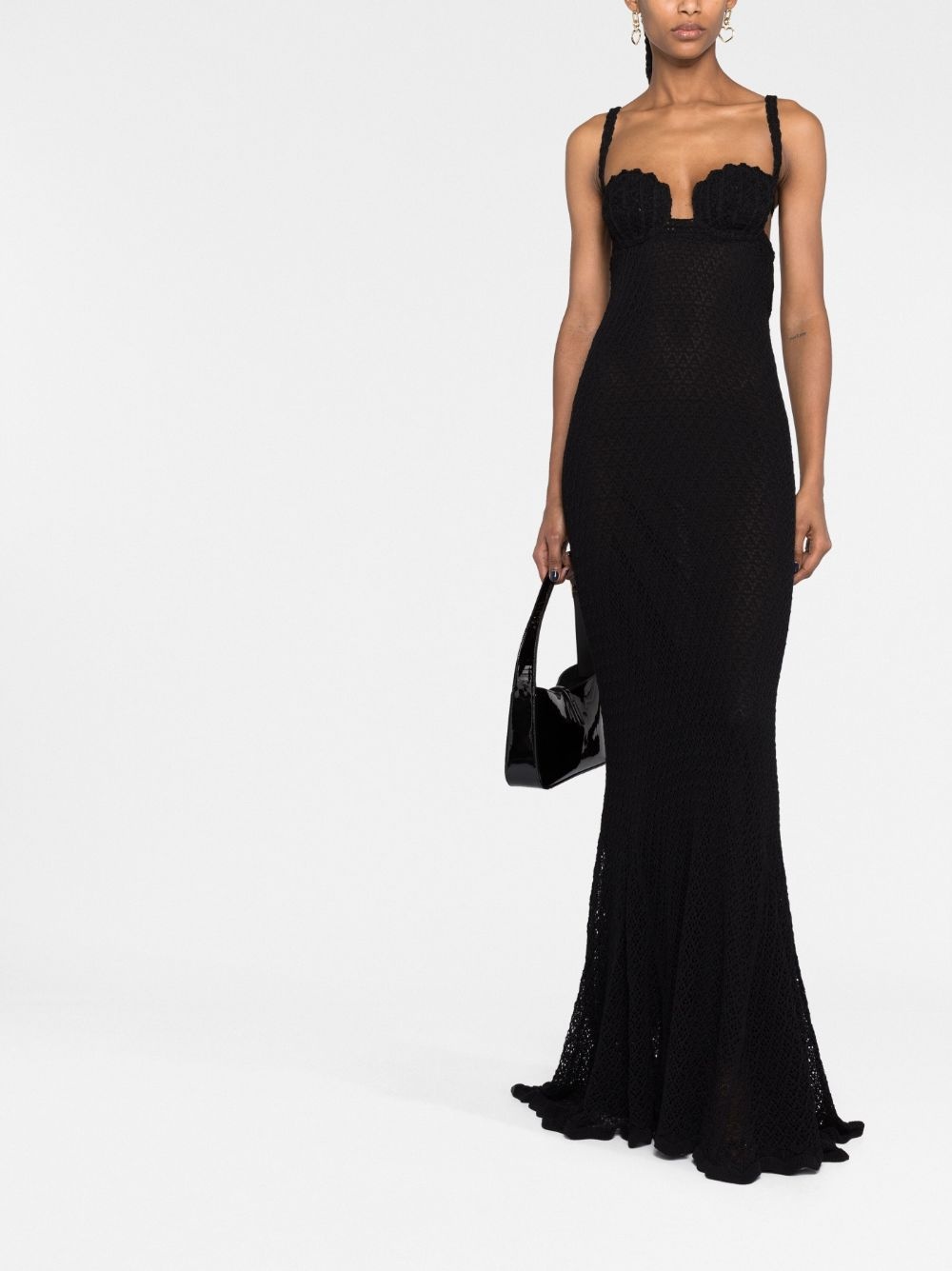crochet-knit gown dress - 2