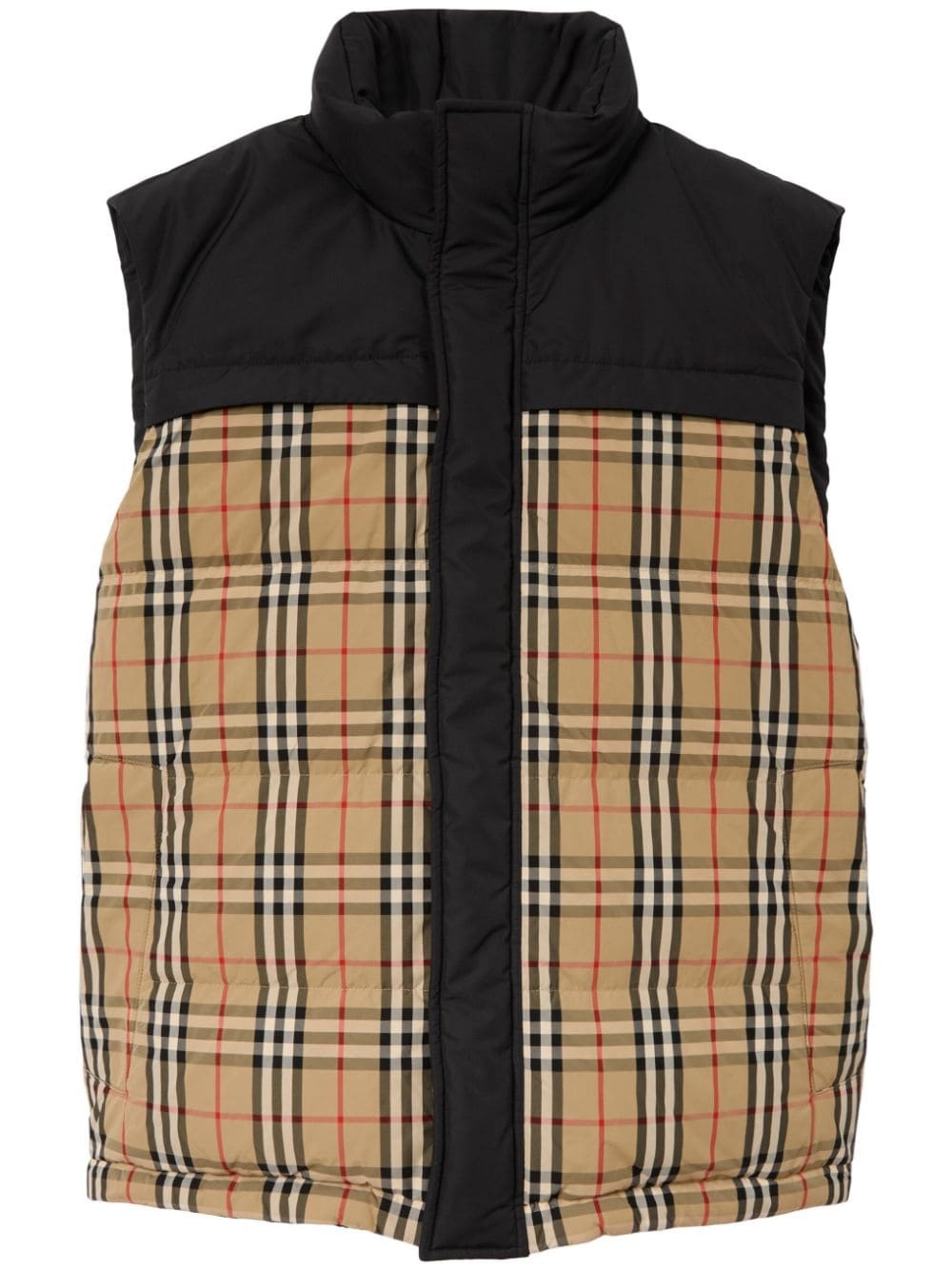 check-print padded gilet - 1