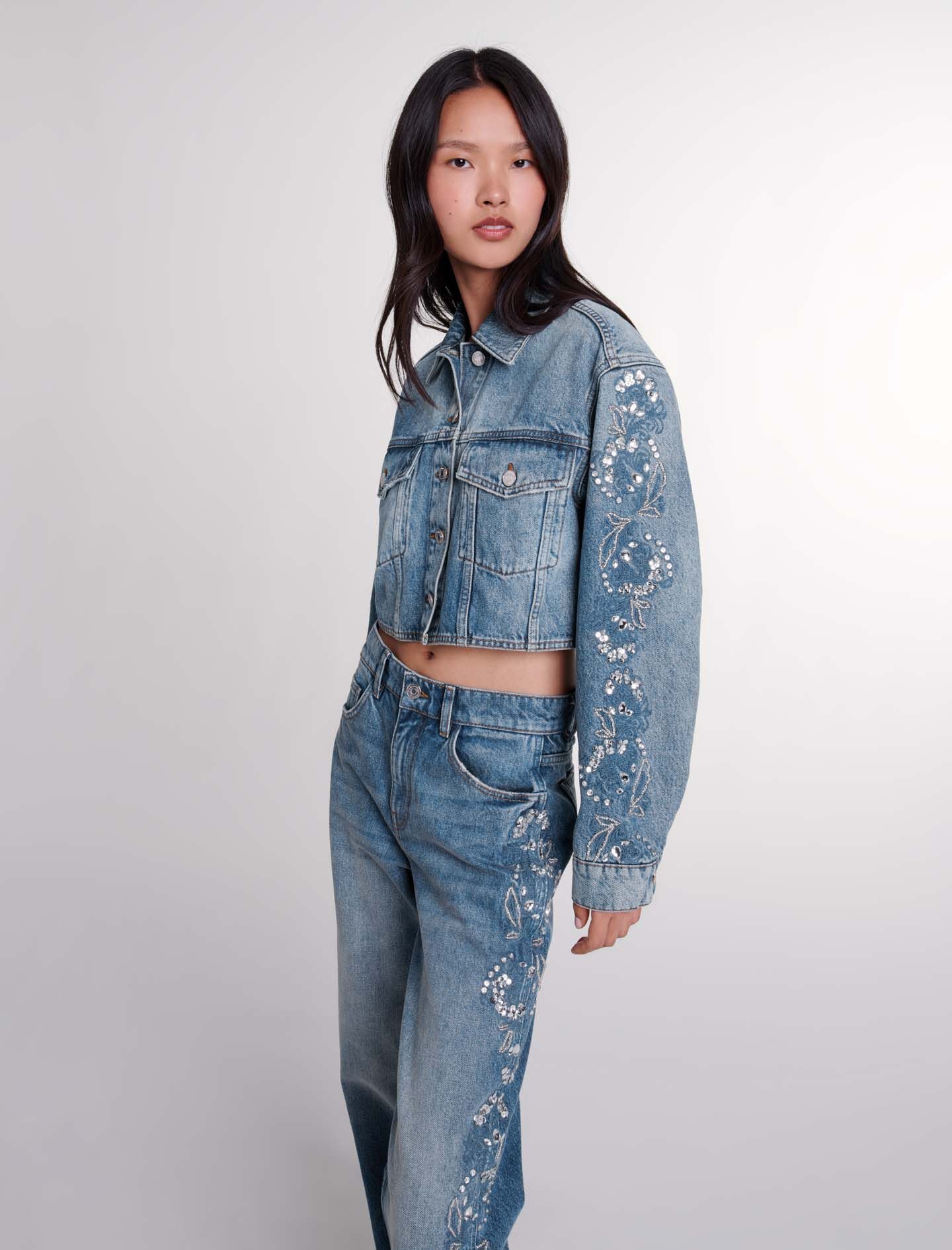 Embroidered denim jacket - 5