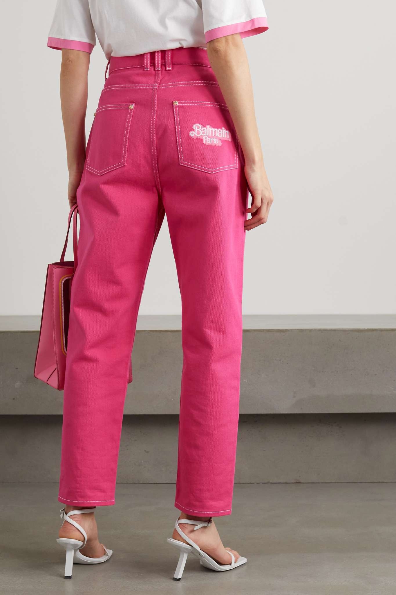 + Barbie embroidered high-rise tapered jeans - 4