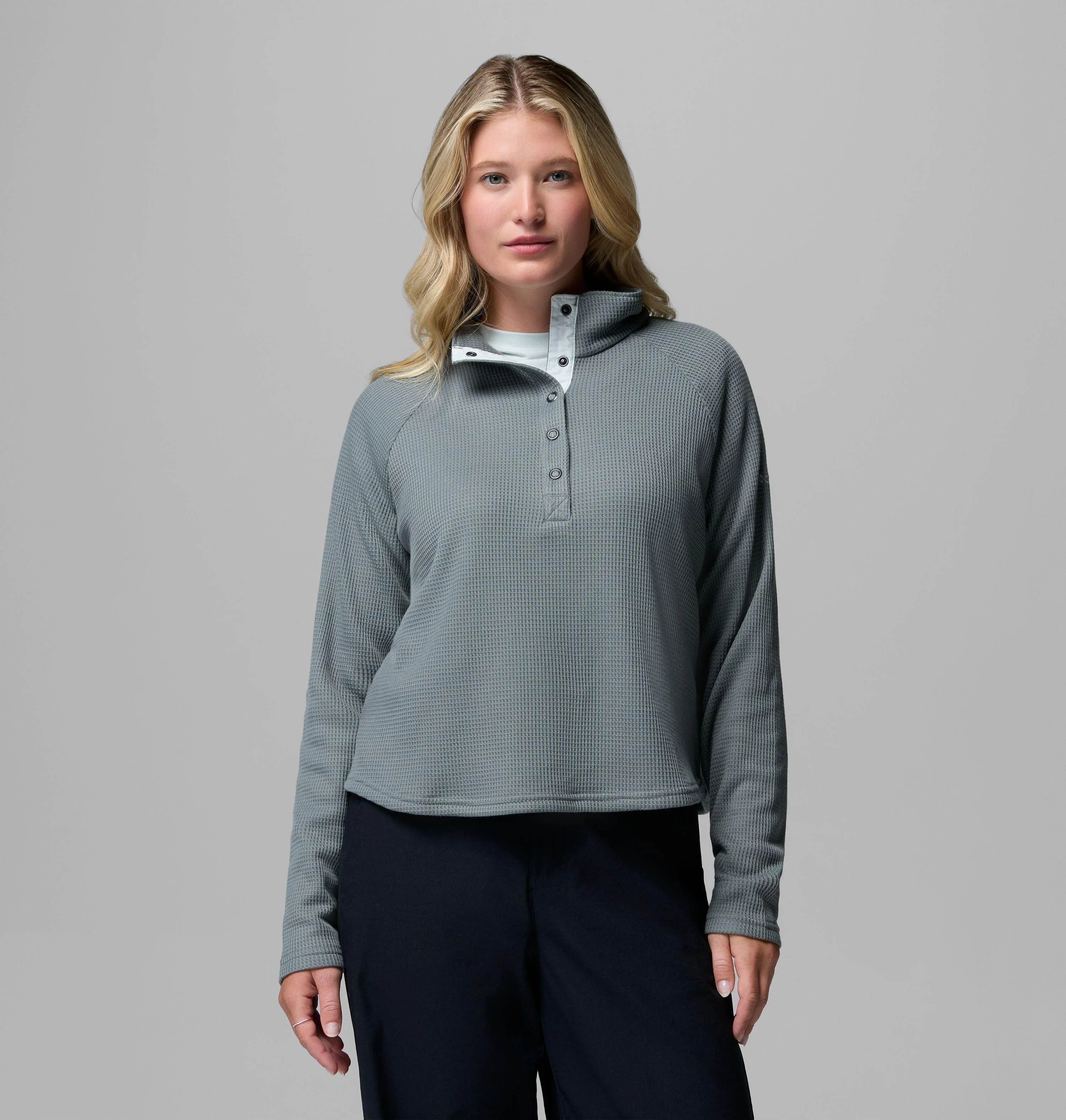Women's Holly Hideaway Waffle Half Snap Shirt - 1