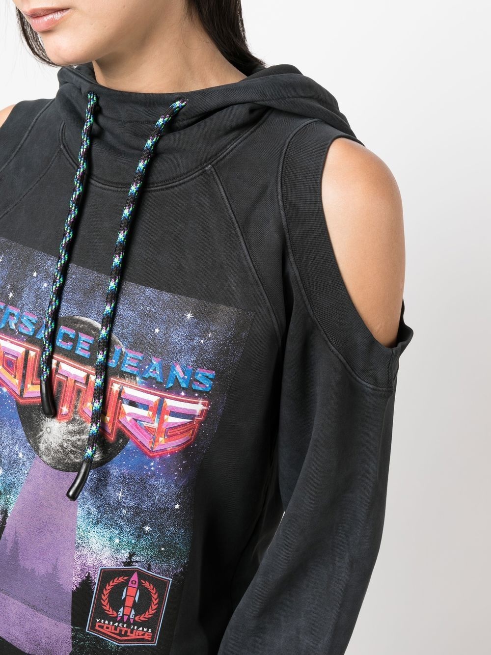 cut-out sleeve hoodie - 5