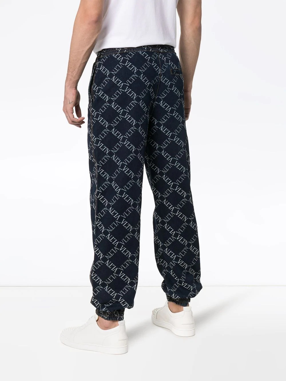 VLTN print denim sweat pants - 4