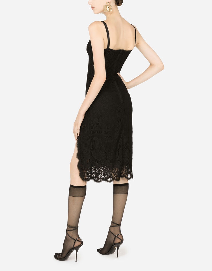 Lace midi dress with double scalloped detailing - 5