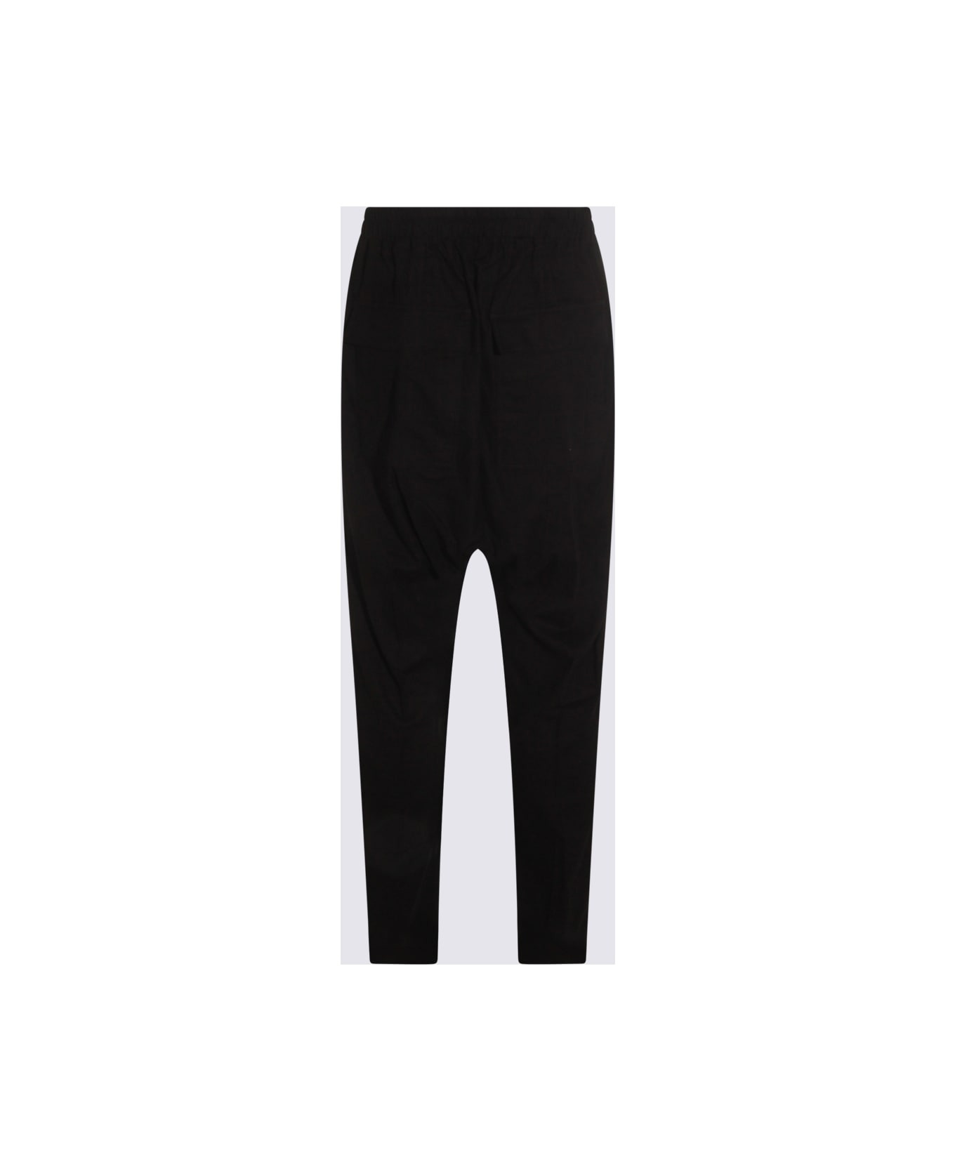 Black Cotton Drawstring Long Pants - 2