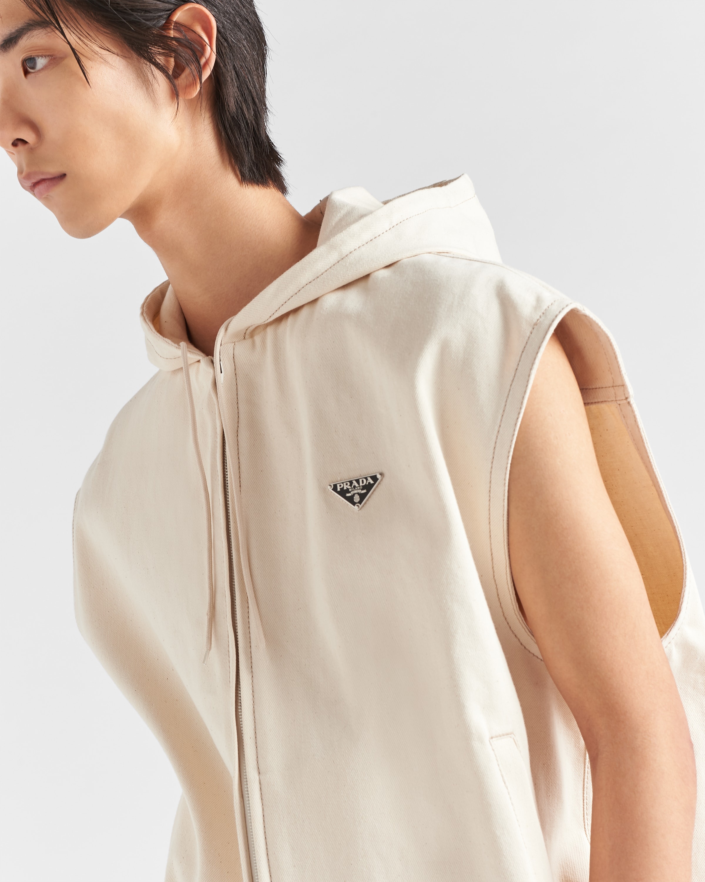 Bull denim hoodie vest - 3
