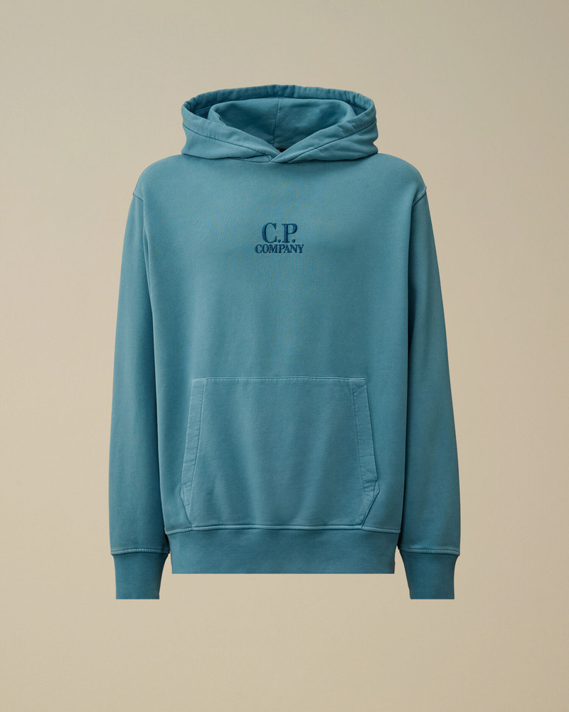 Brushed and Emerized Diagonal Fleece Hooded Logo Sweatshirt 1