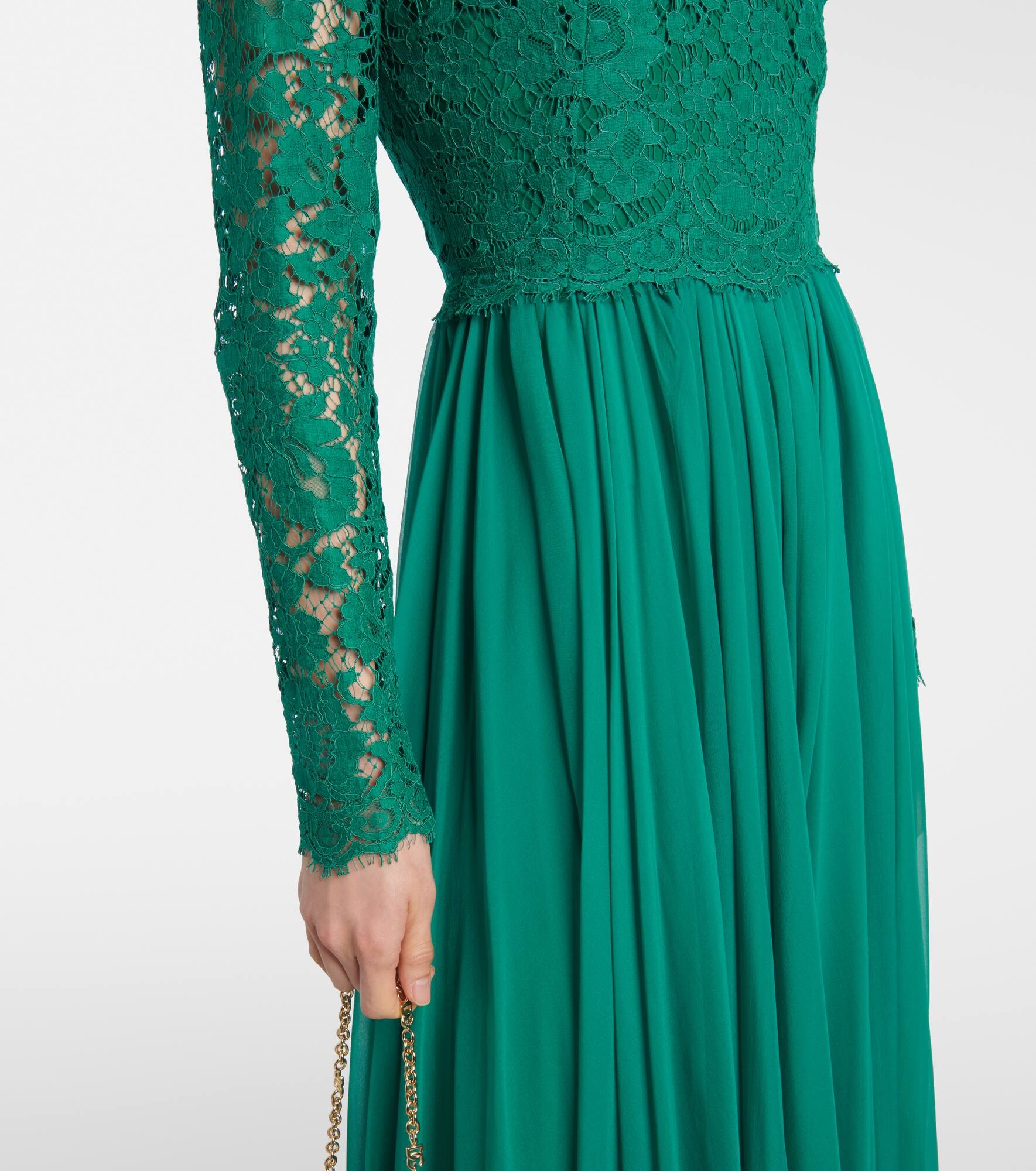 Lace and silk-blend gown - 5
