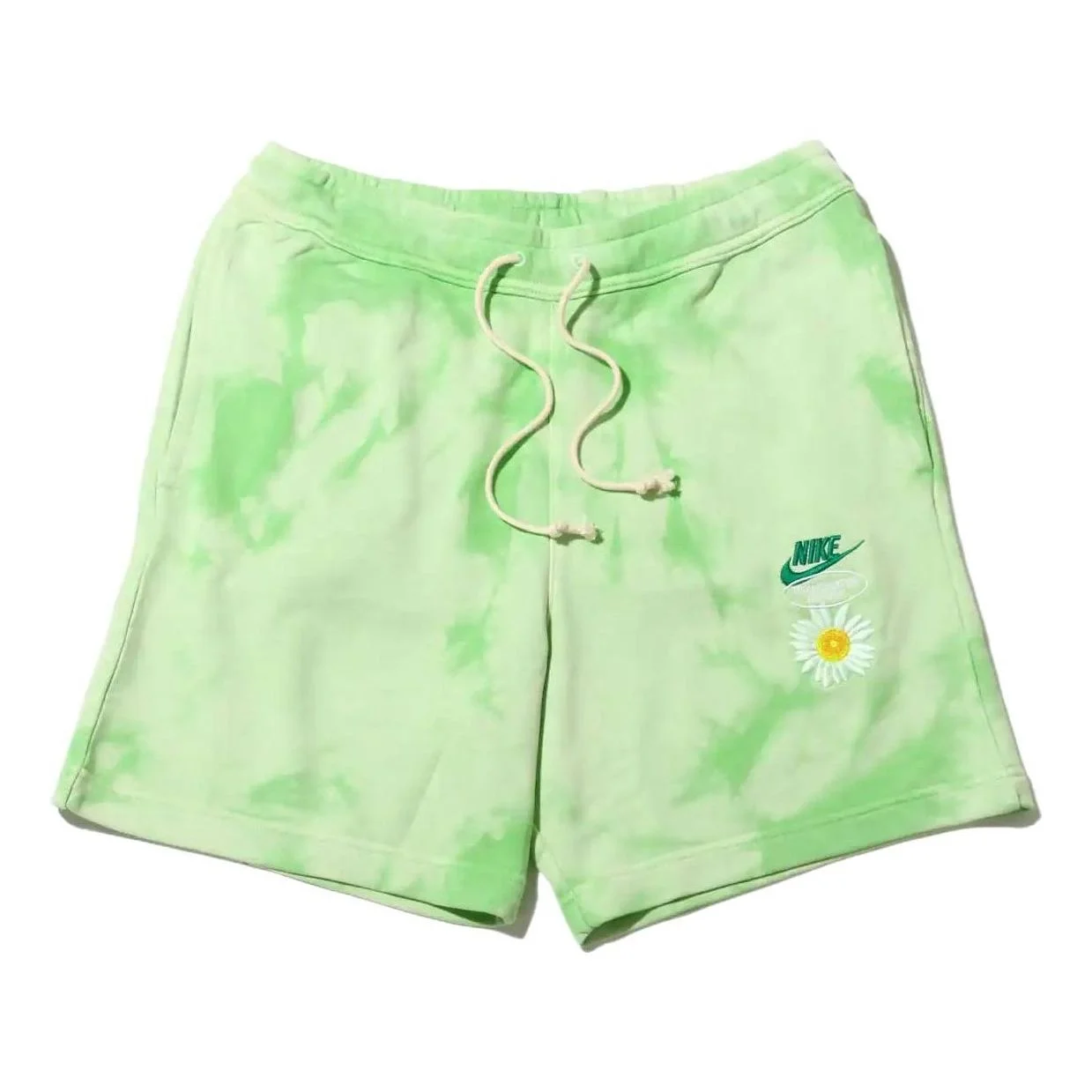 Men's Nike SportswearFrench Terry Solid Color Logo Flowers Embroidered Casual Shorts Light Green DM5 - 1