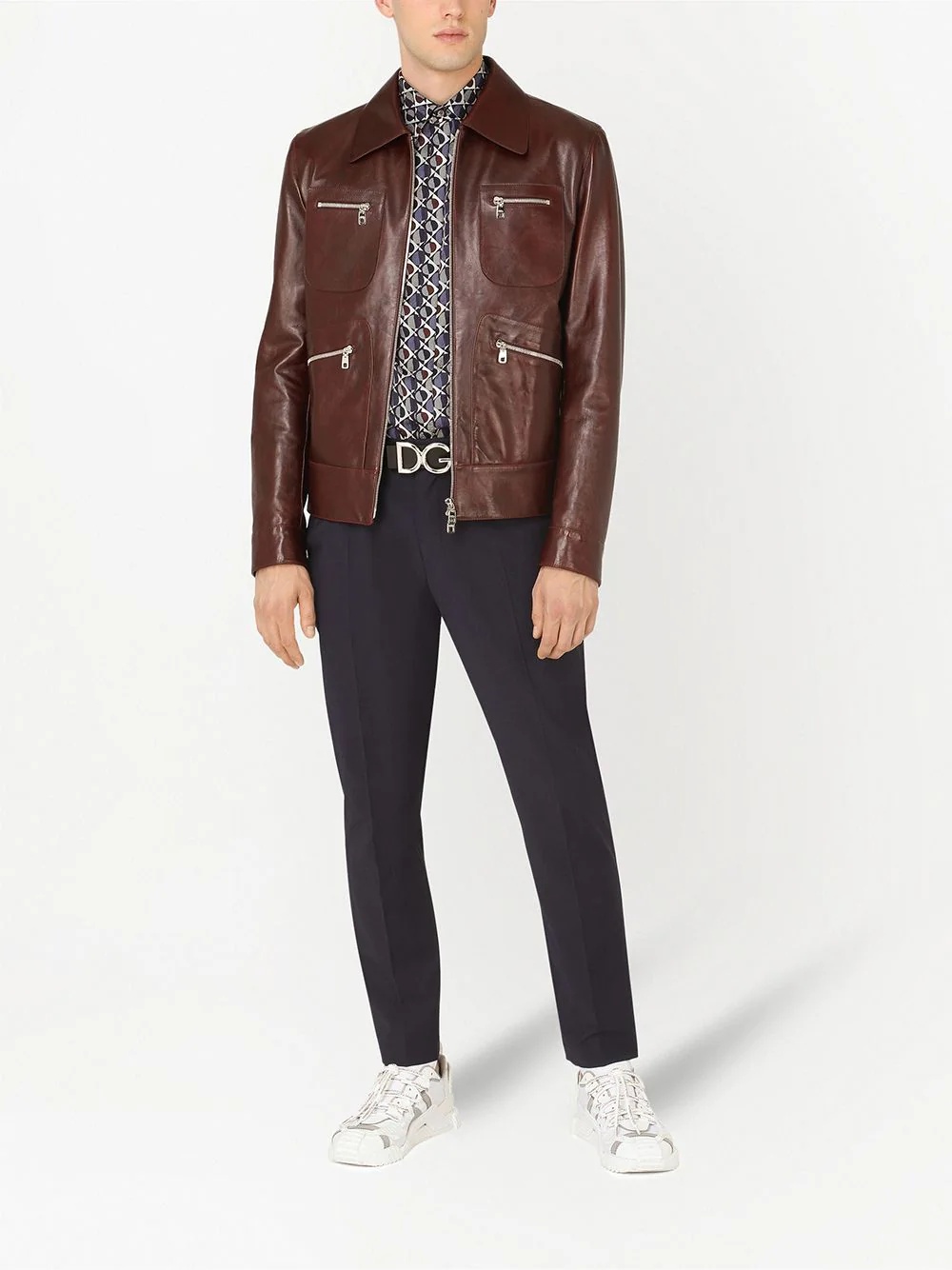 multi-pocket leather jacket - 2