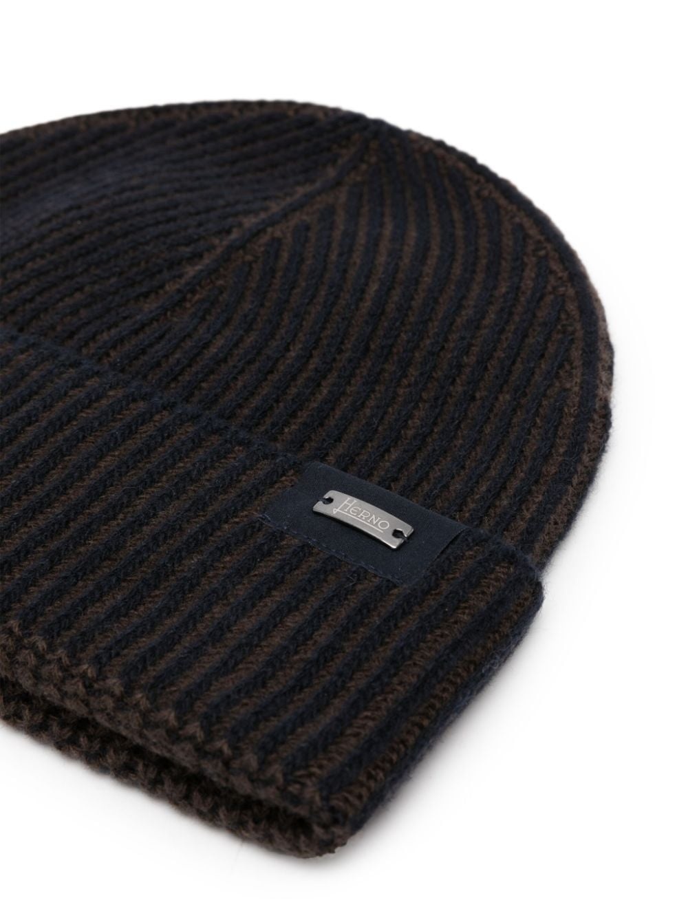 logo-plaque ribbed wool beanie - 2