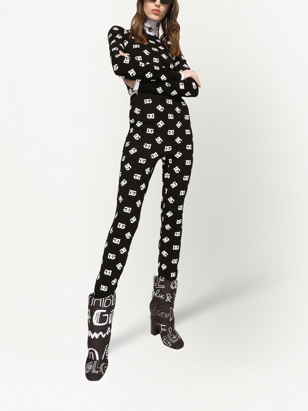 DG logo jacquard cropped sweater - 2