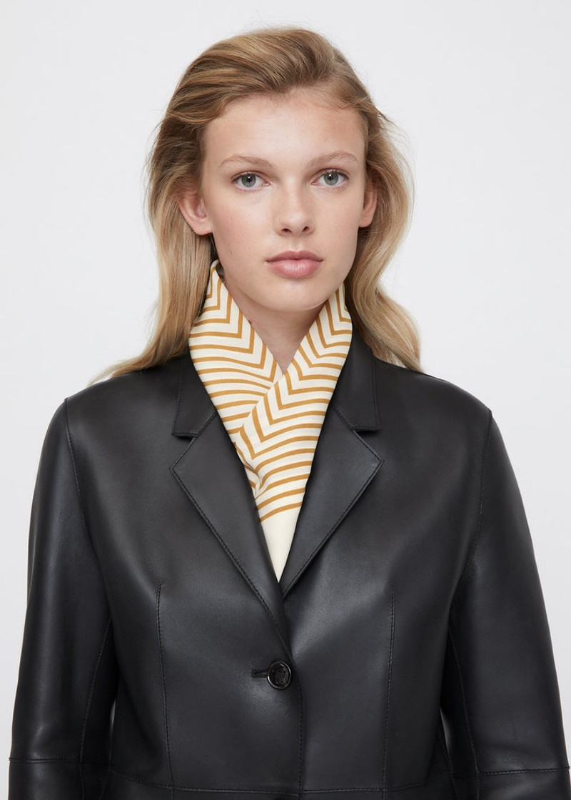 Centered monogram silk scarf bone 4