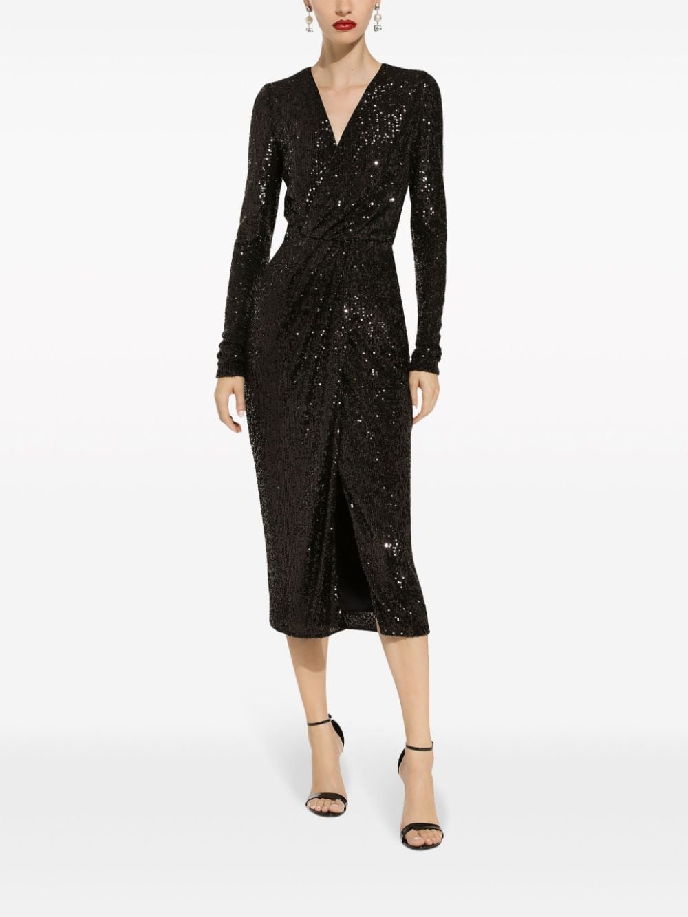 sequin-embellished V-neck minidress - 3