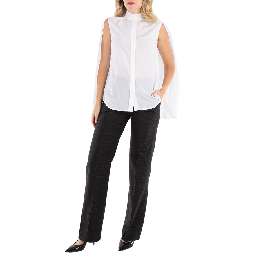 Burberry Ladies White Lyocell Cape Detail Shirt - 6