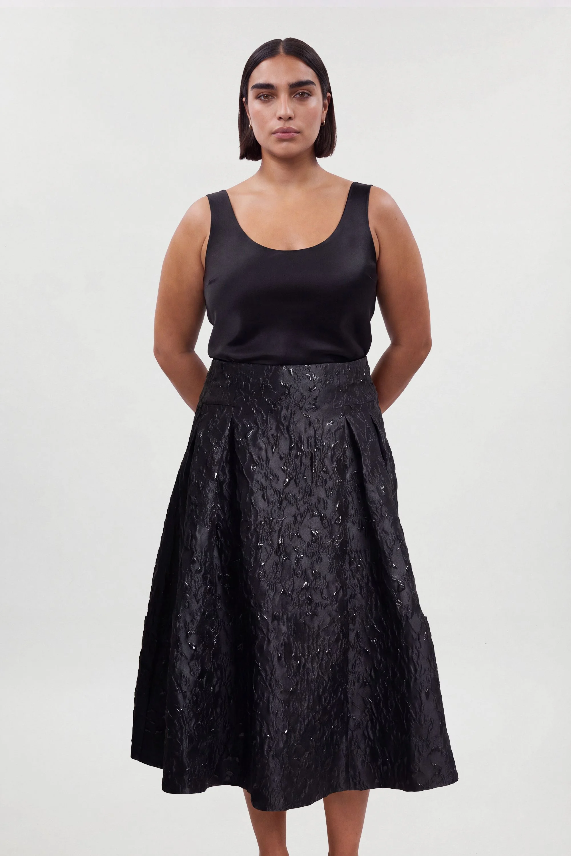 Plus Size Jacquard Maxi Skirt - 1