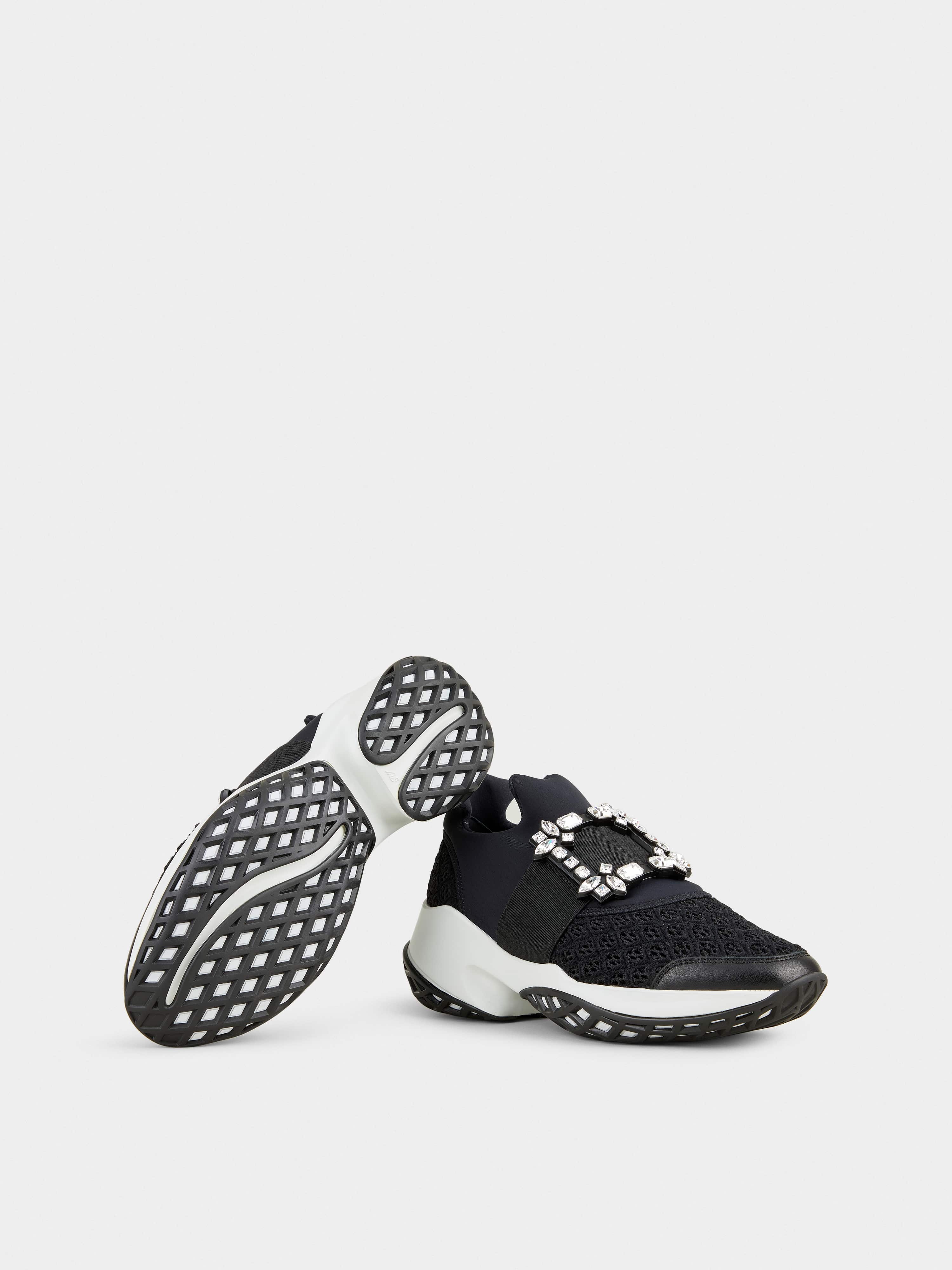 Roger Vivier Viv' Run Strass Buckle Sneakers in Technical