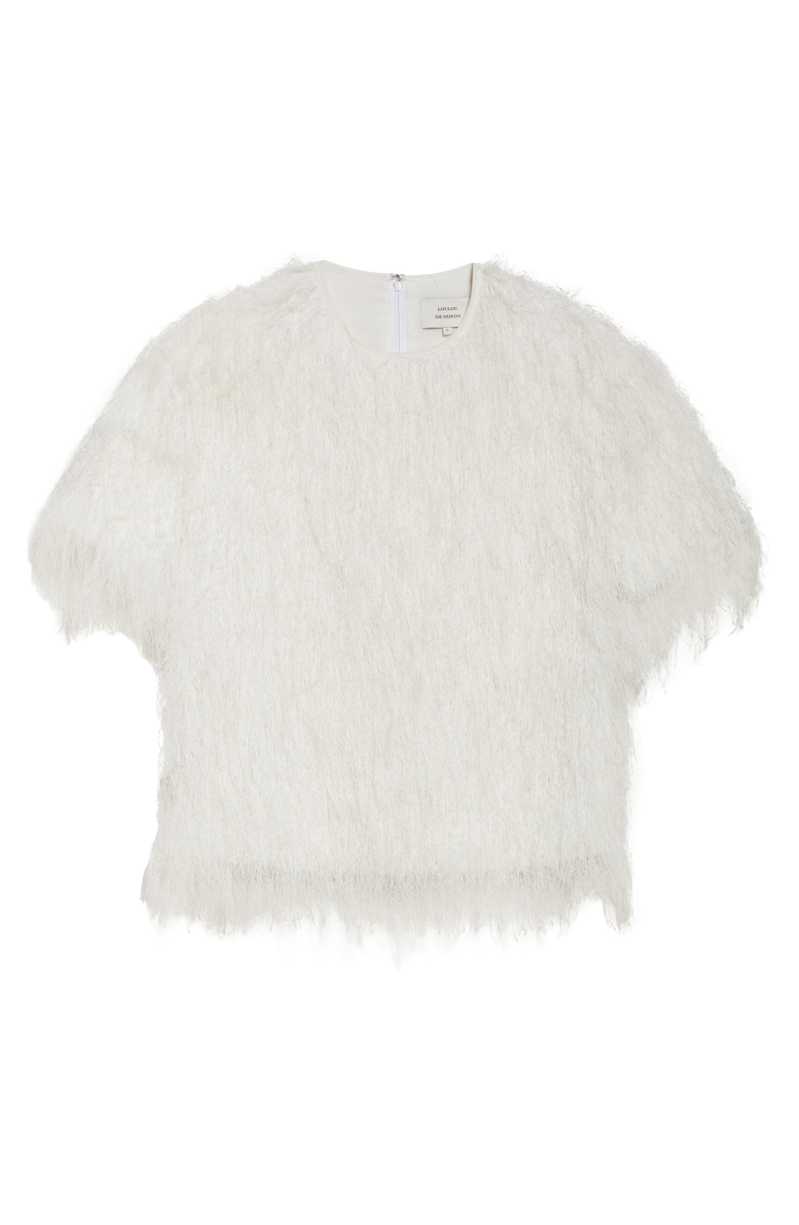 LOULOU DE SAISON Zaro Short Sleeve Fringe Top in White at Nordstrom - 6