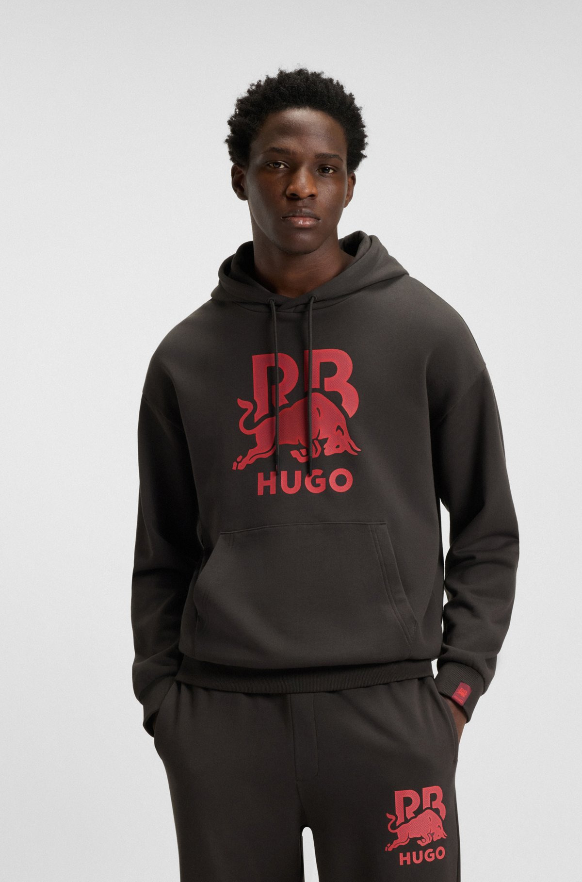 HUGO X RB COTTON-TERRY HOODIE WITH BULL GRAPHIC - 2
