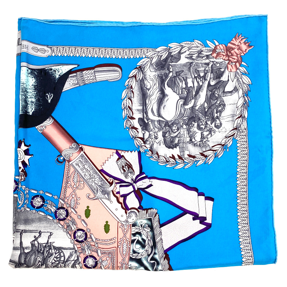 Hermes Aqua Blue Silk Scarf - 10