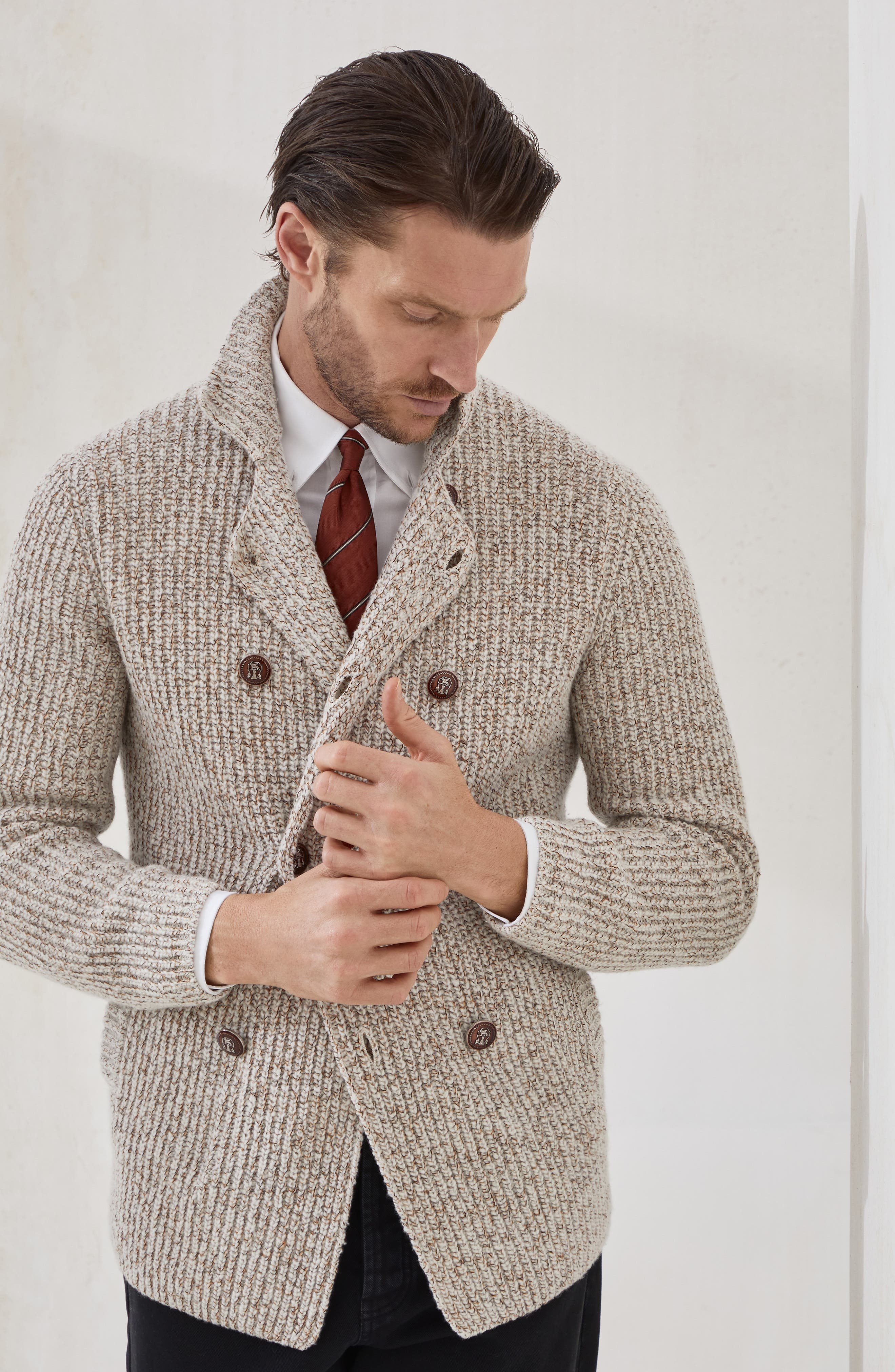 Brunello Cucinelli Cardigan with metal buttons in Ecru at Nordstrom - 5