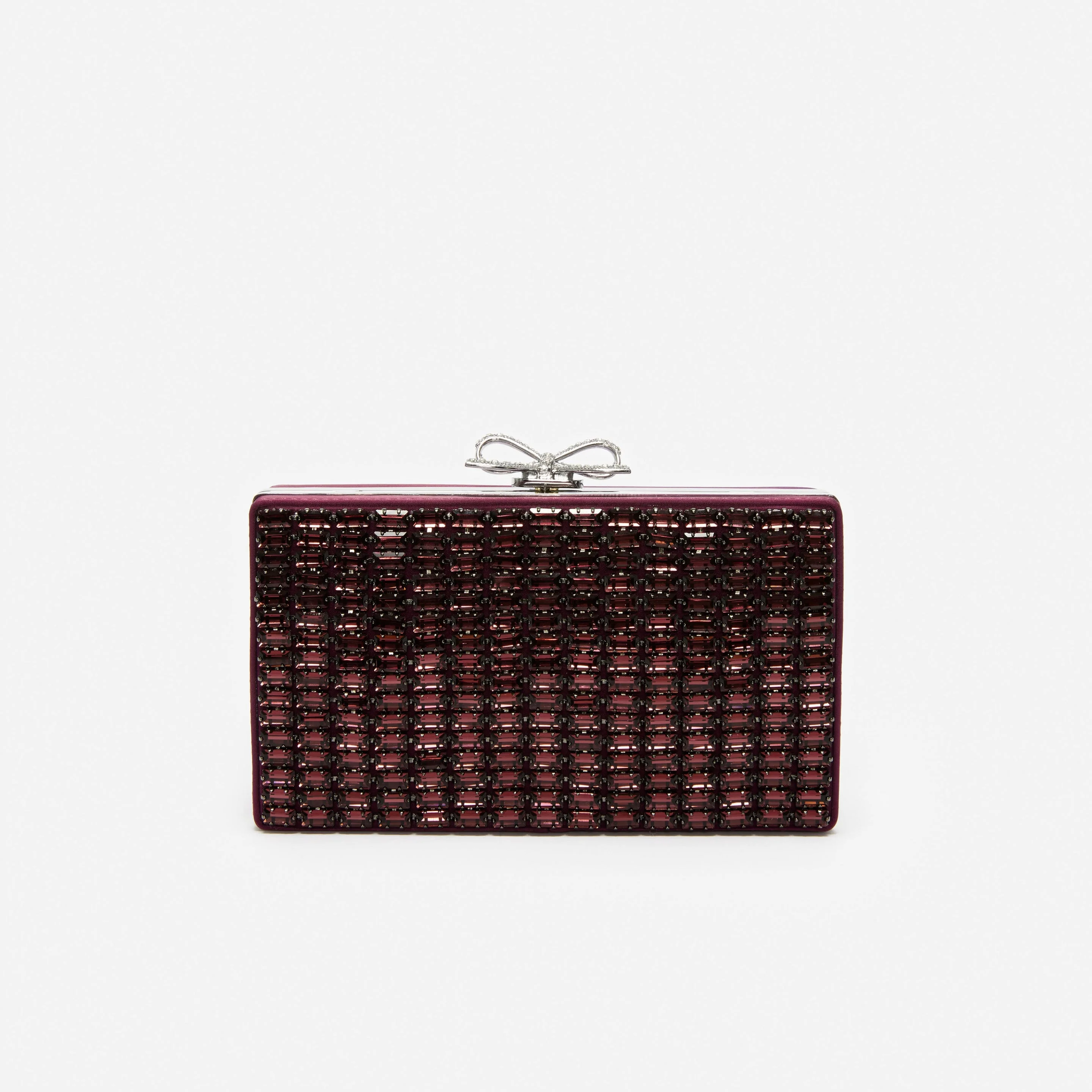 Burgundy Chainmail Clutch Bag - 1