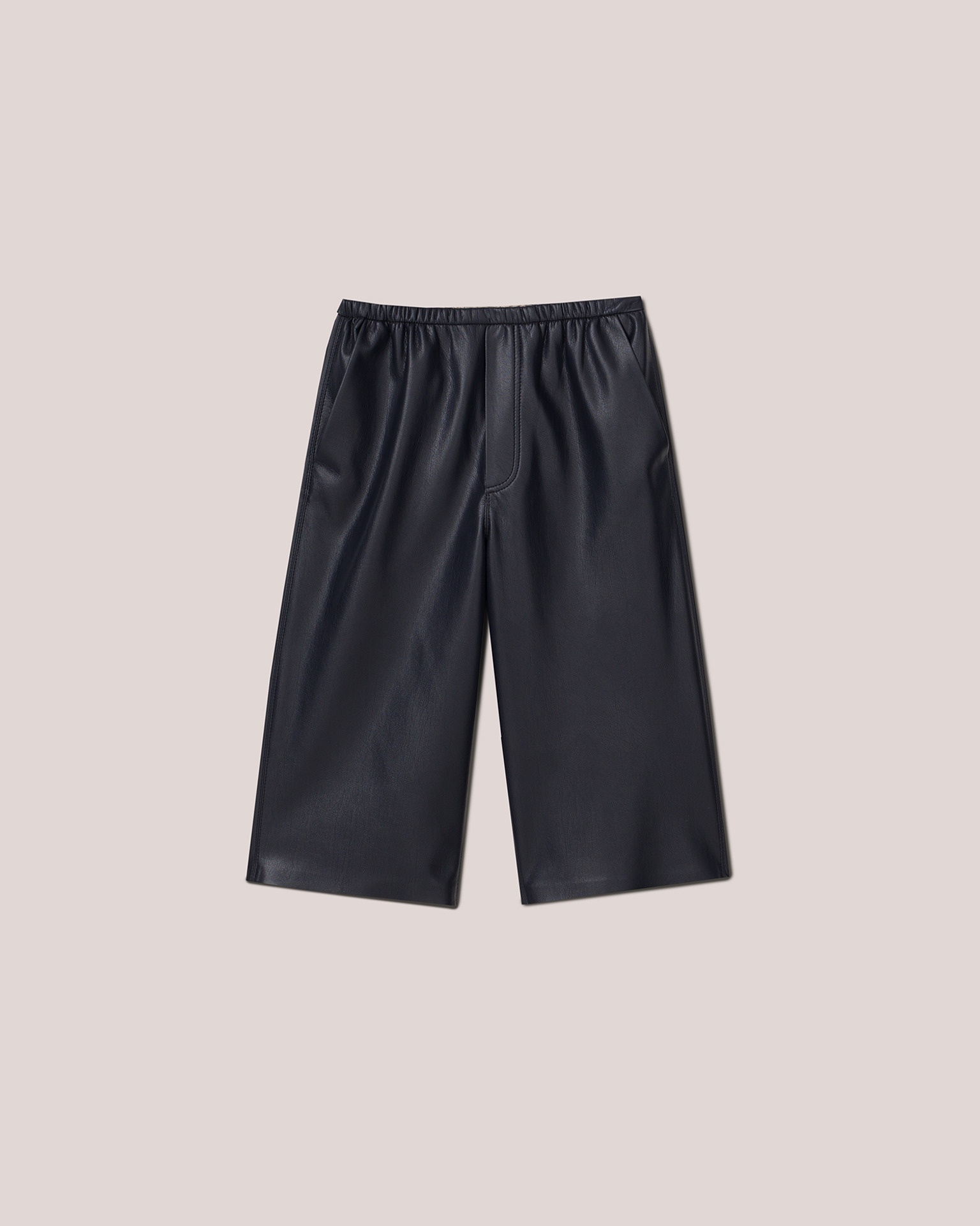WENDEL - Vegan leather bermuda shorts - Navy - 1