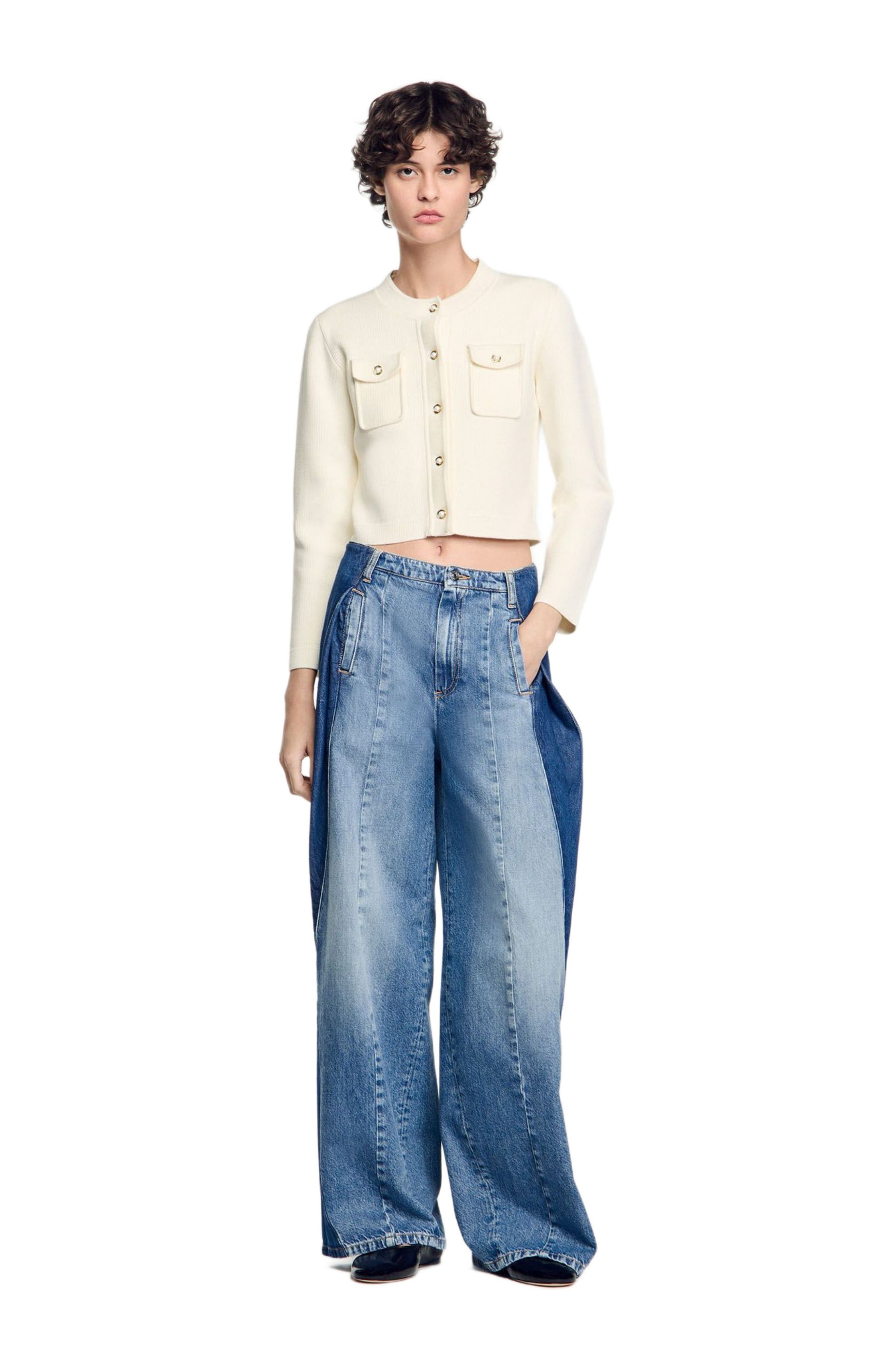 SANDRO Rib knit cardigan in Ecru at Nordstrom - 6