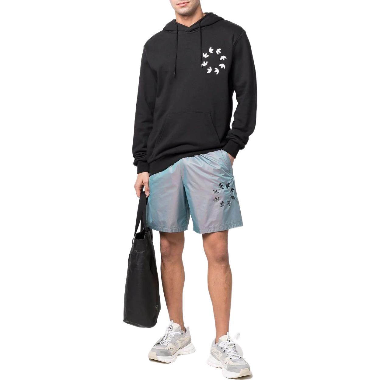 Men's adidas originals Kangaroo Pocket Chest Logo Printing Hooded Long Sleeves Black HC4490 - 2