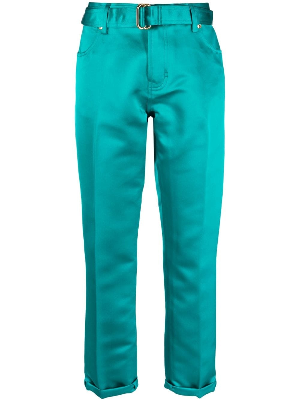 cropped silk satin trousers - 1