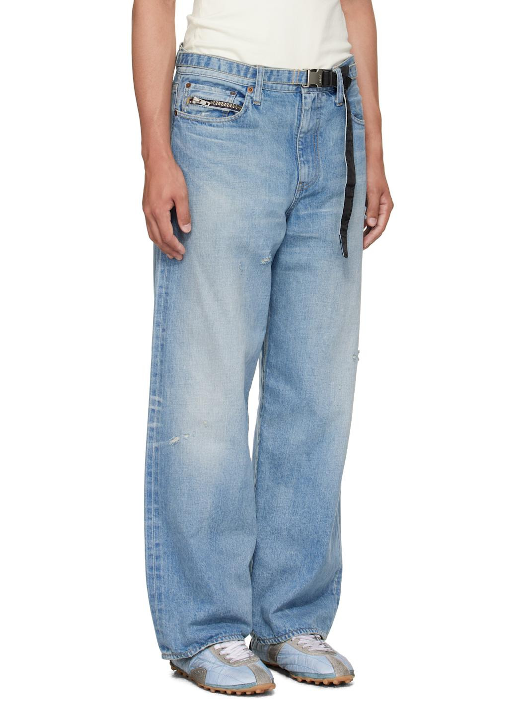 Blue BEYONDEXX Belted Jeans - 2