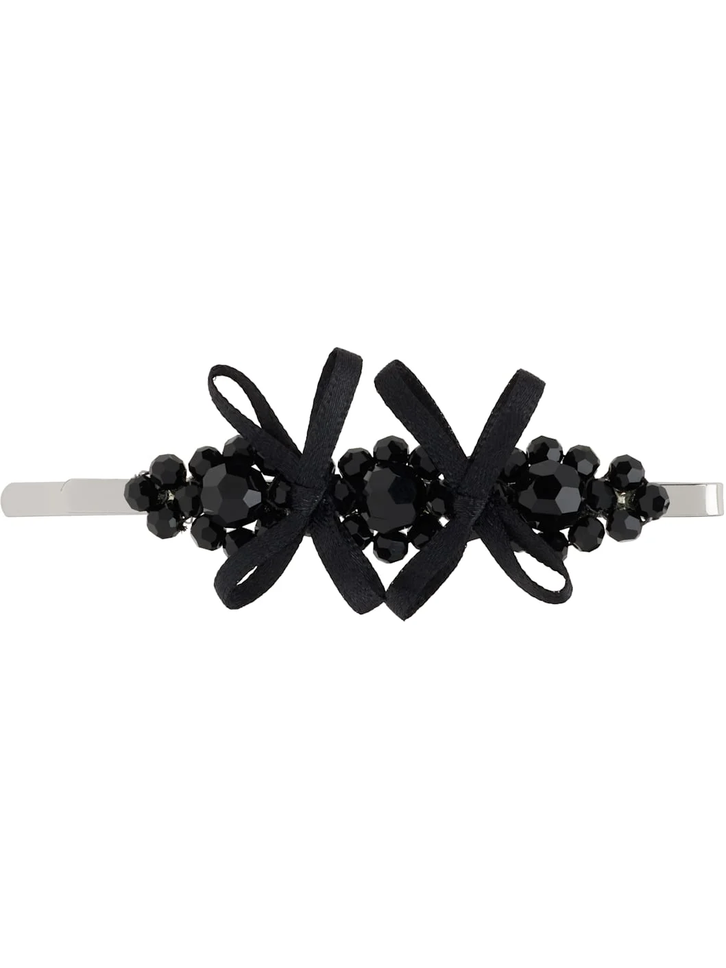 Black Petite Bow Detail Flower Hair Clip - 1