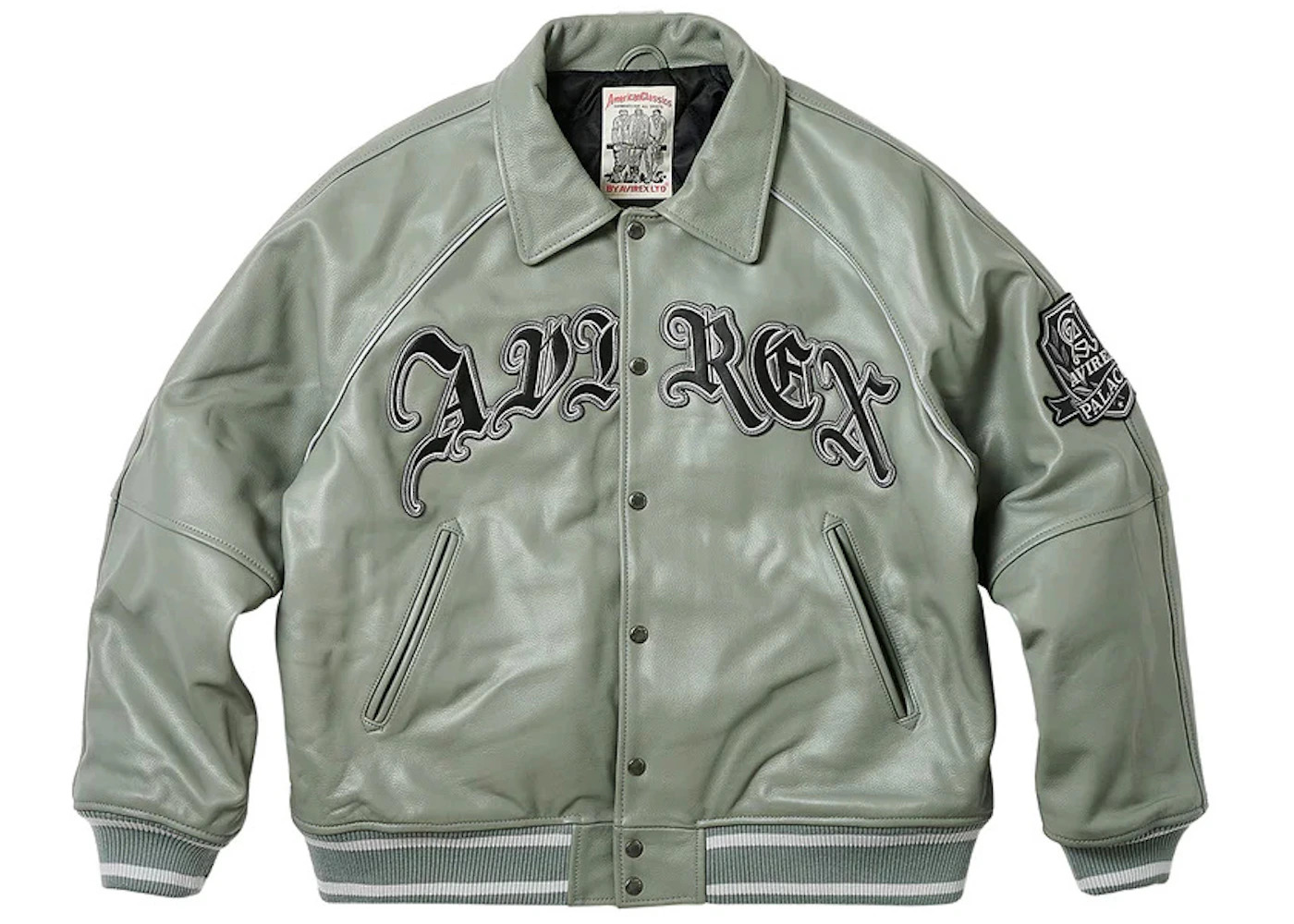 Palace Avirex Leather Jacket Grey - 3