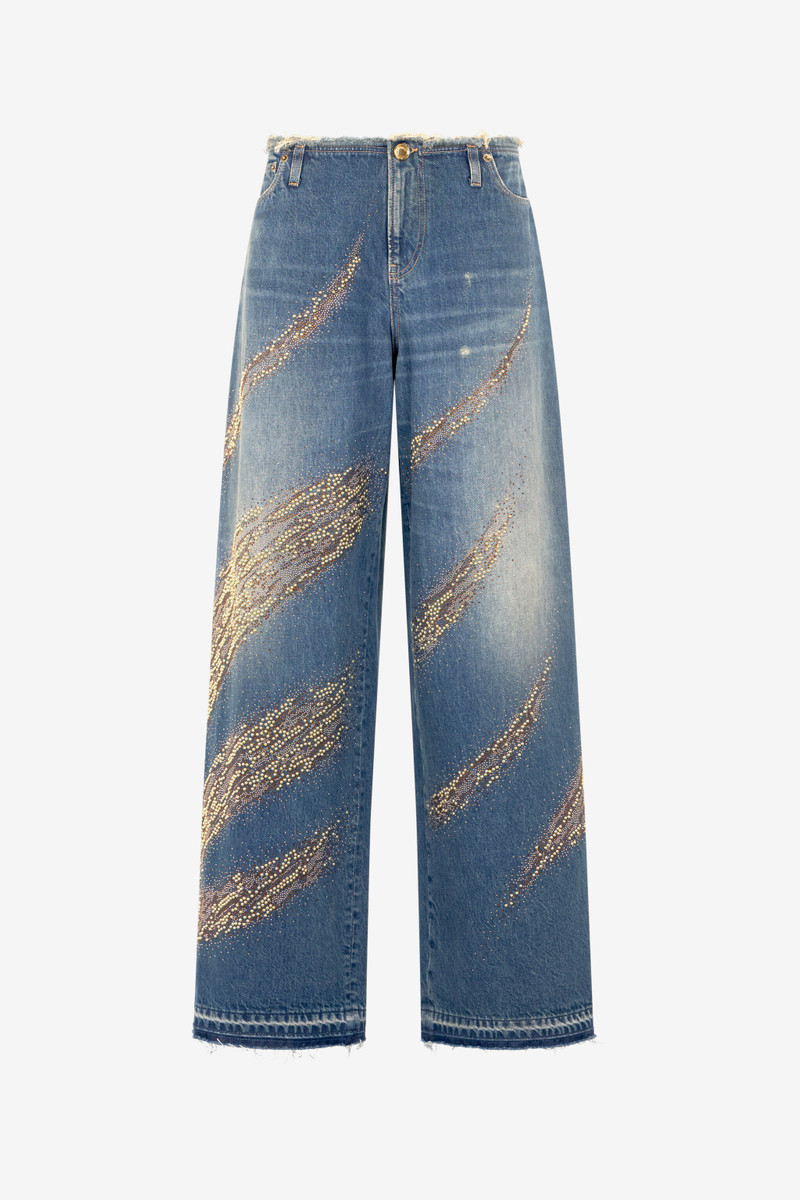 Jeans With Rhinestoned Zebra Pattern 1
