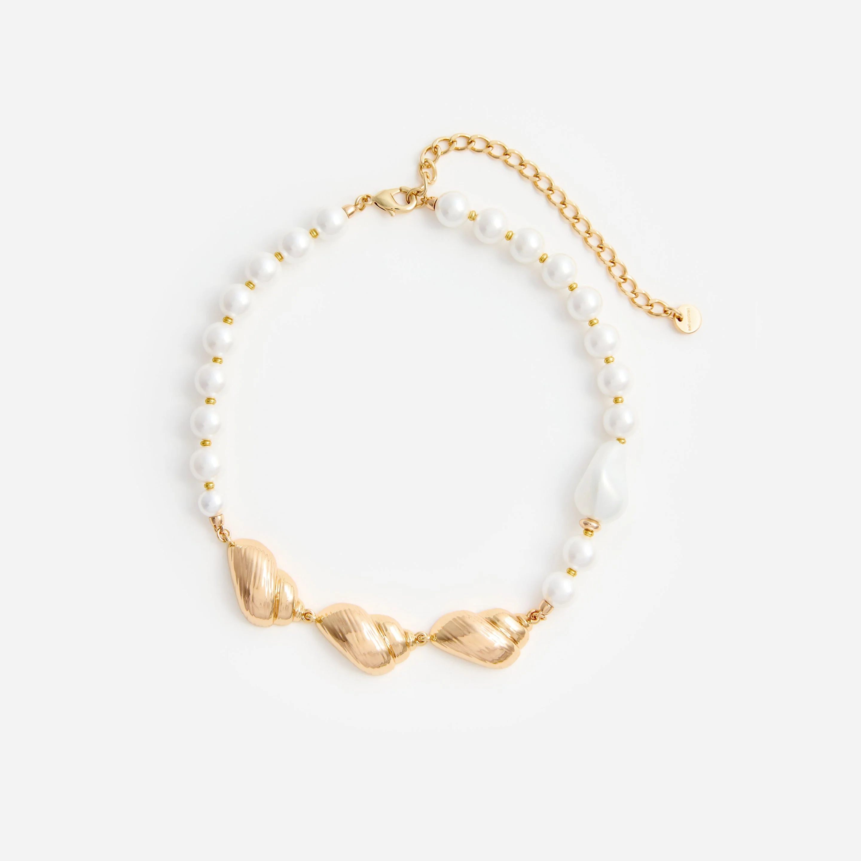 Gold Shell And Pearl Necklace - 1