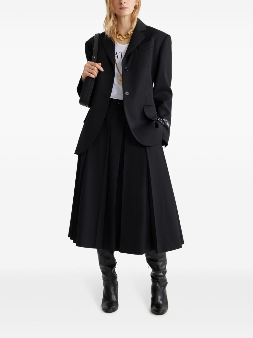 logo-patch belted blazer - 2
