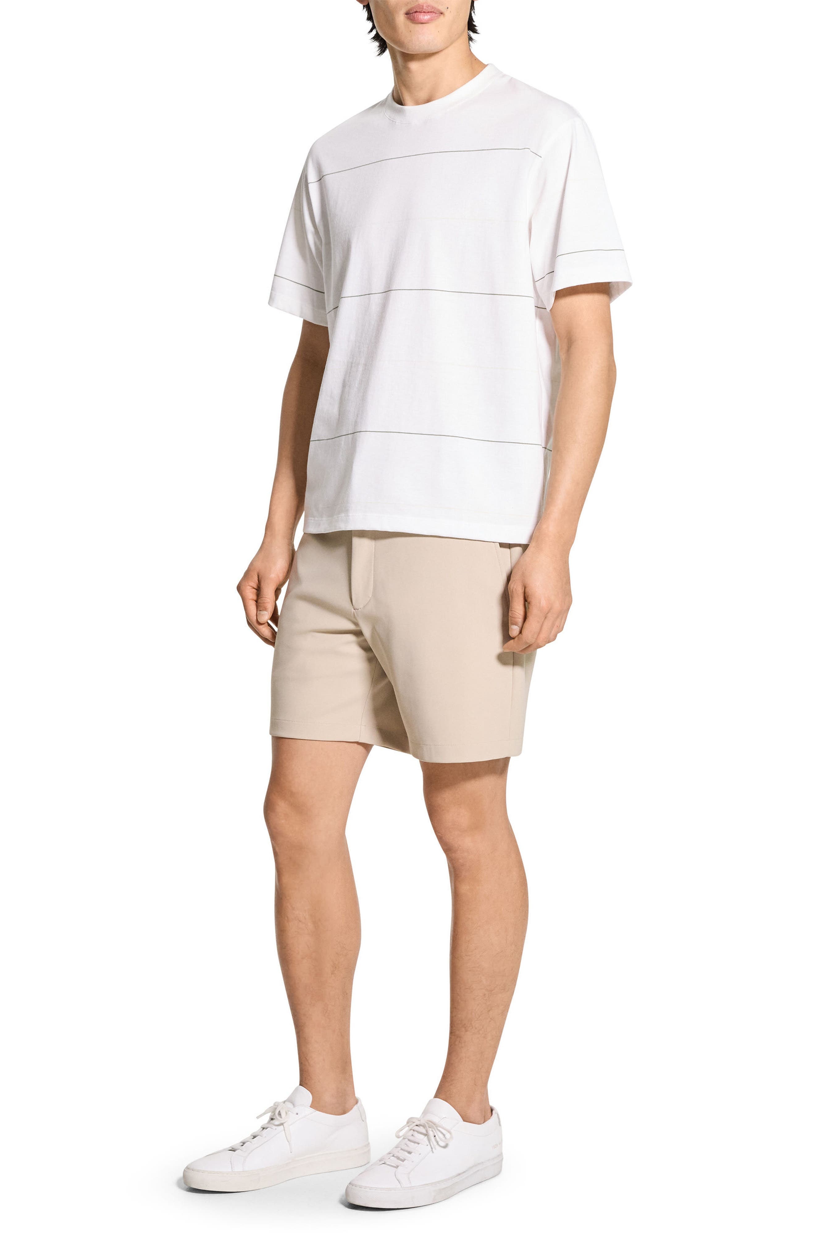Theory Stripe Relaxed Pima Cotton T-Shirt in White Multi at Nordstrom - 9