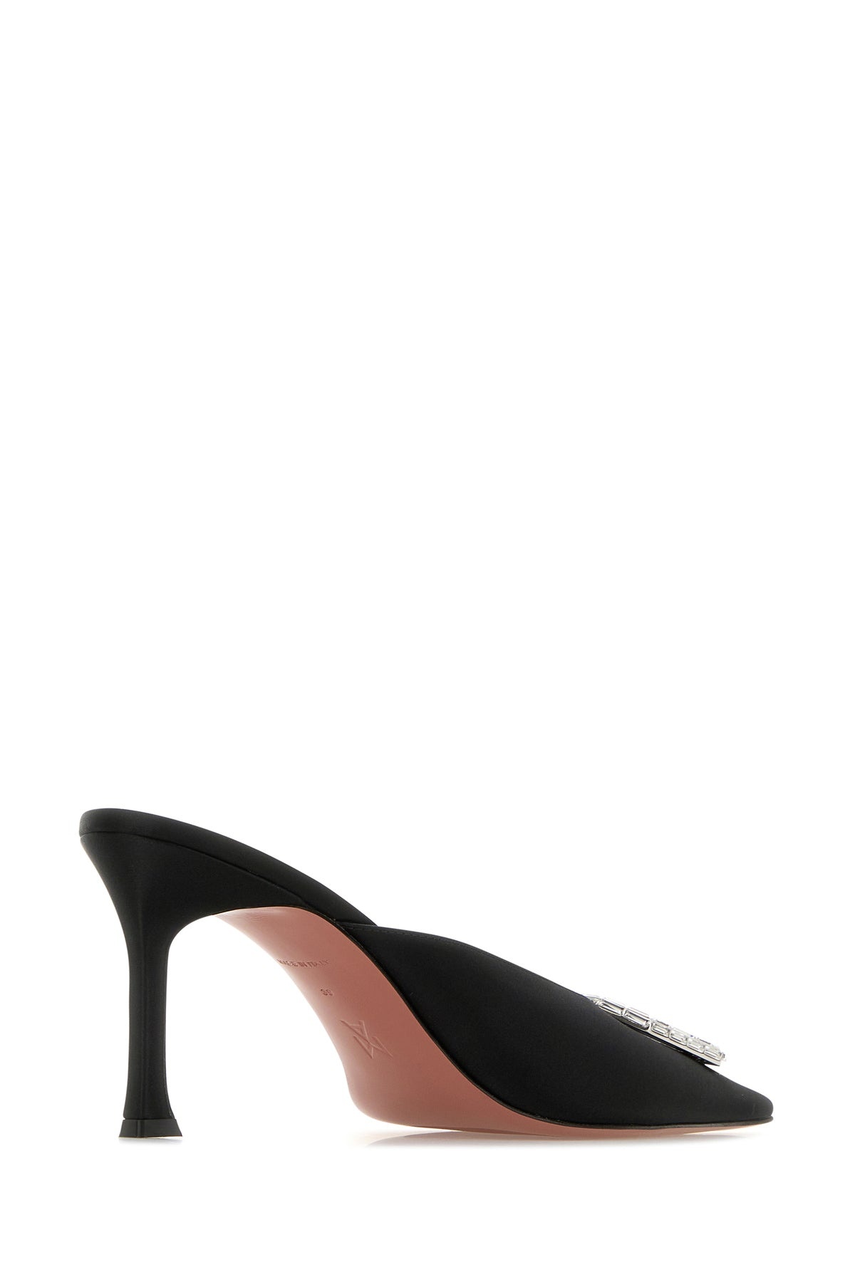 Black satin Camelia mules - 3