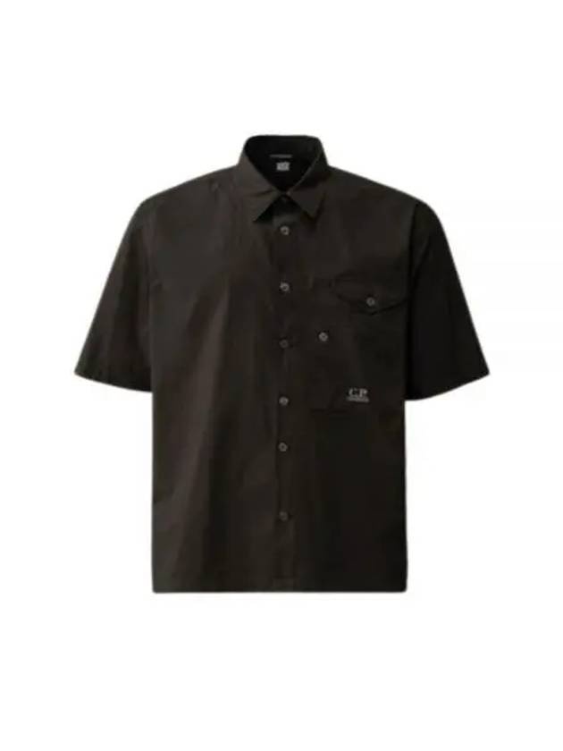 Cotton Popeline Short Sleeve Shirt Black - 2