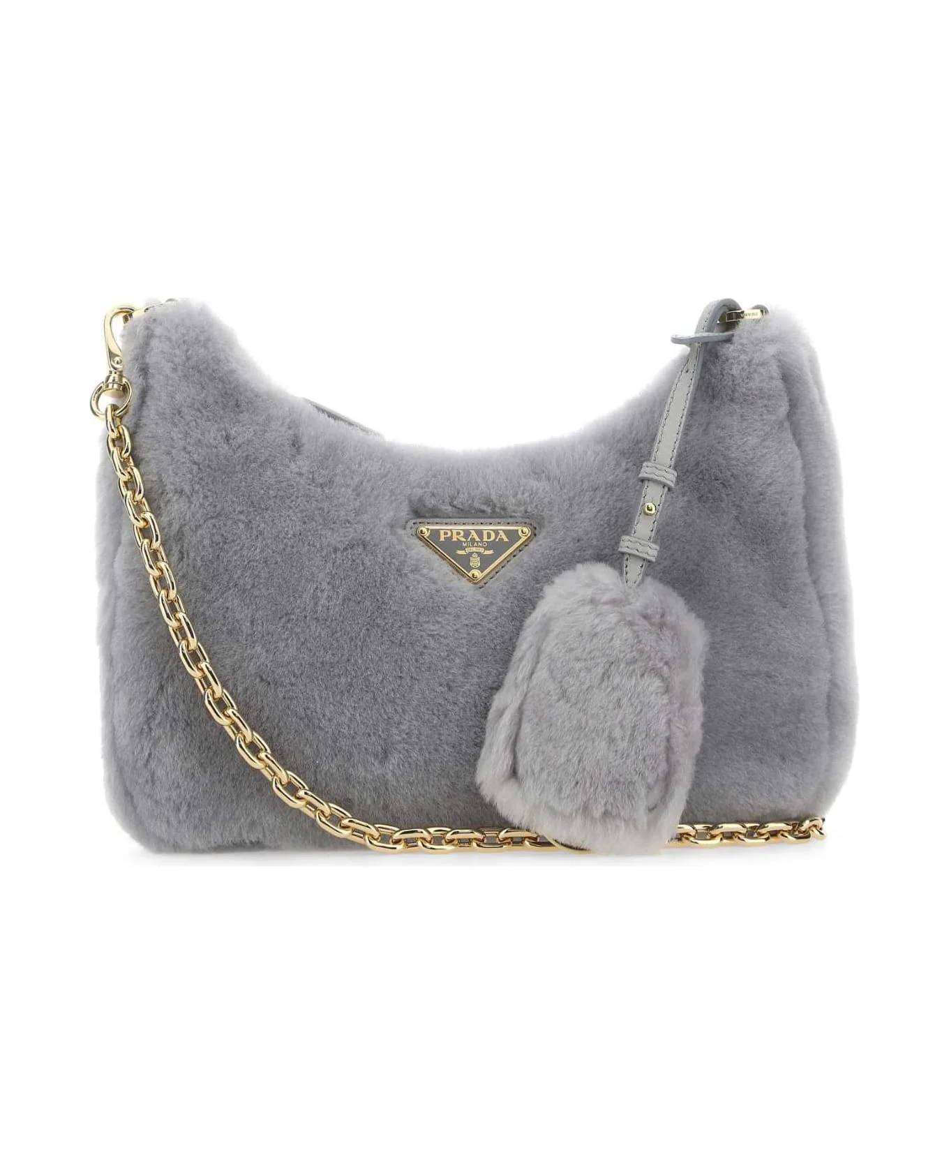 Light Grey Shearling Shoulder Bag - 1