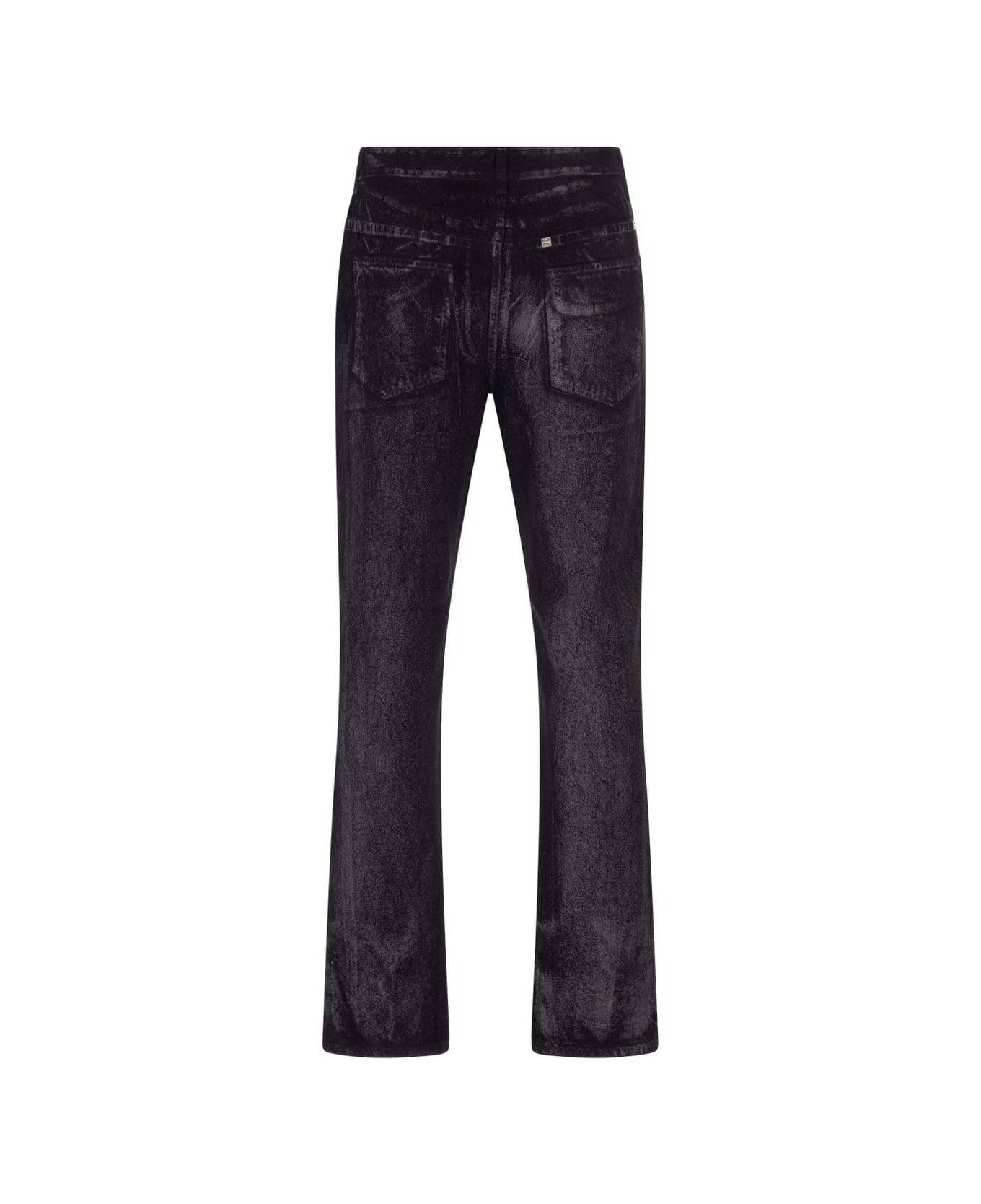 Black And Grey Straight Jeans With Reflective Painted Pattern - 2