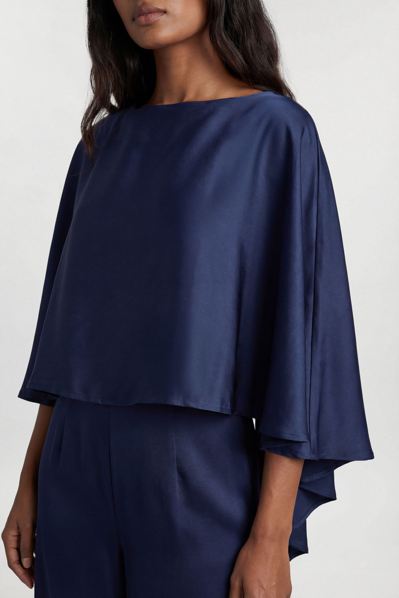 KAREN MILLEN Satin Back Crepe Cape Detail Woven Jumpsuit outlook